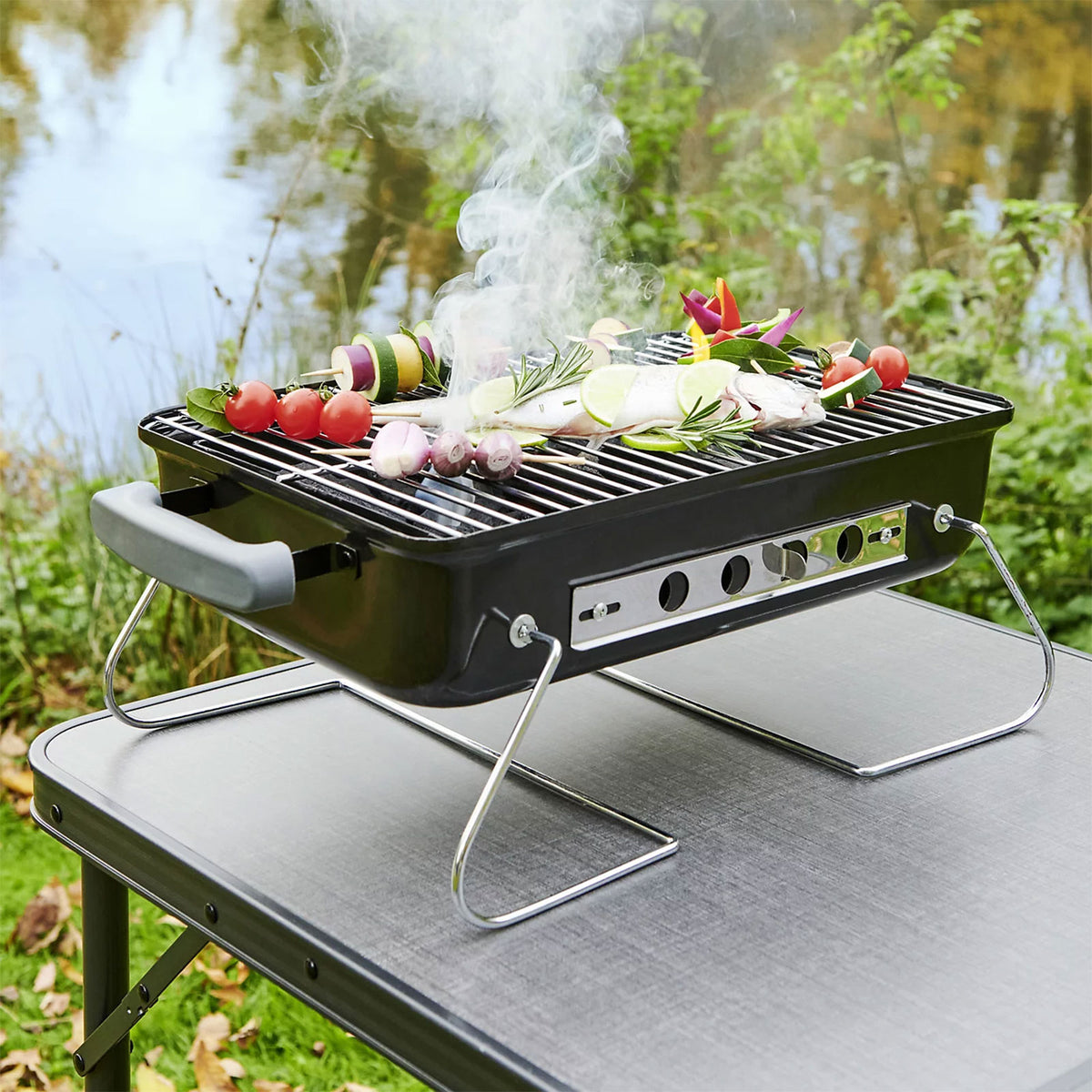 Habano Black Portable Charcoal Barbeque Folding Garden Picnic Grill BBQ Outdoor - Image 5