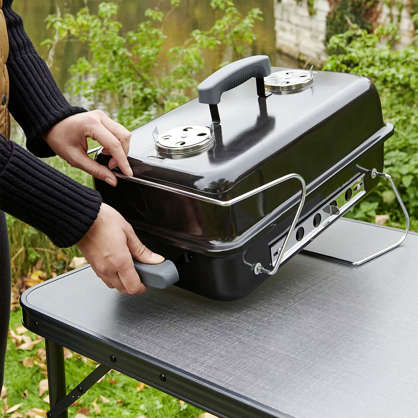 Habano Black Portable Charcoal BBQ Folding Garden Picnic Grill - Image 7