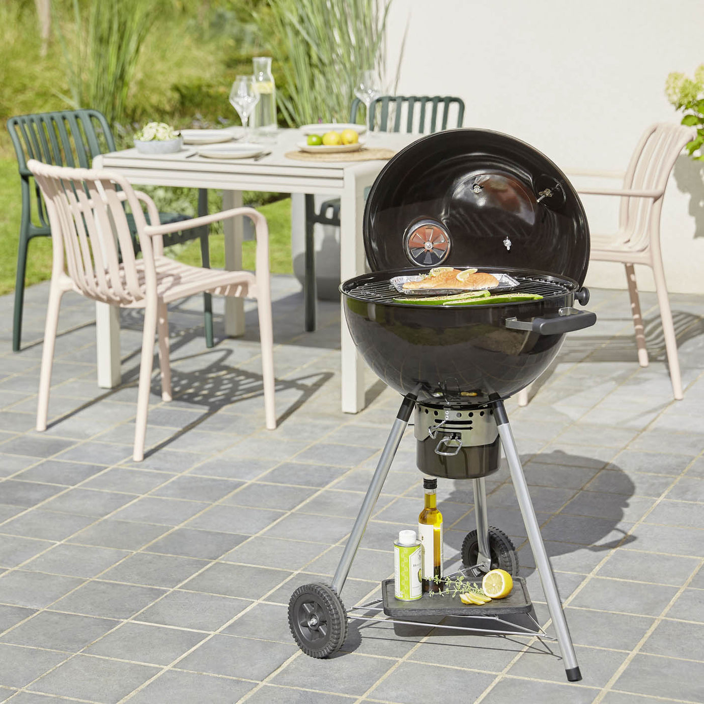 Charcoal BBQ Grill Round Black Steel Outdoor Portable Lightweight Garden Patio - Image 2