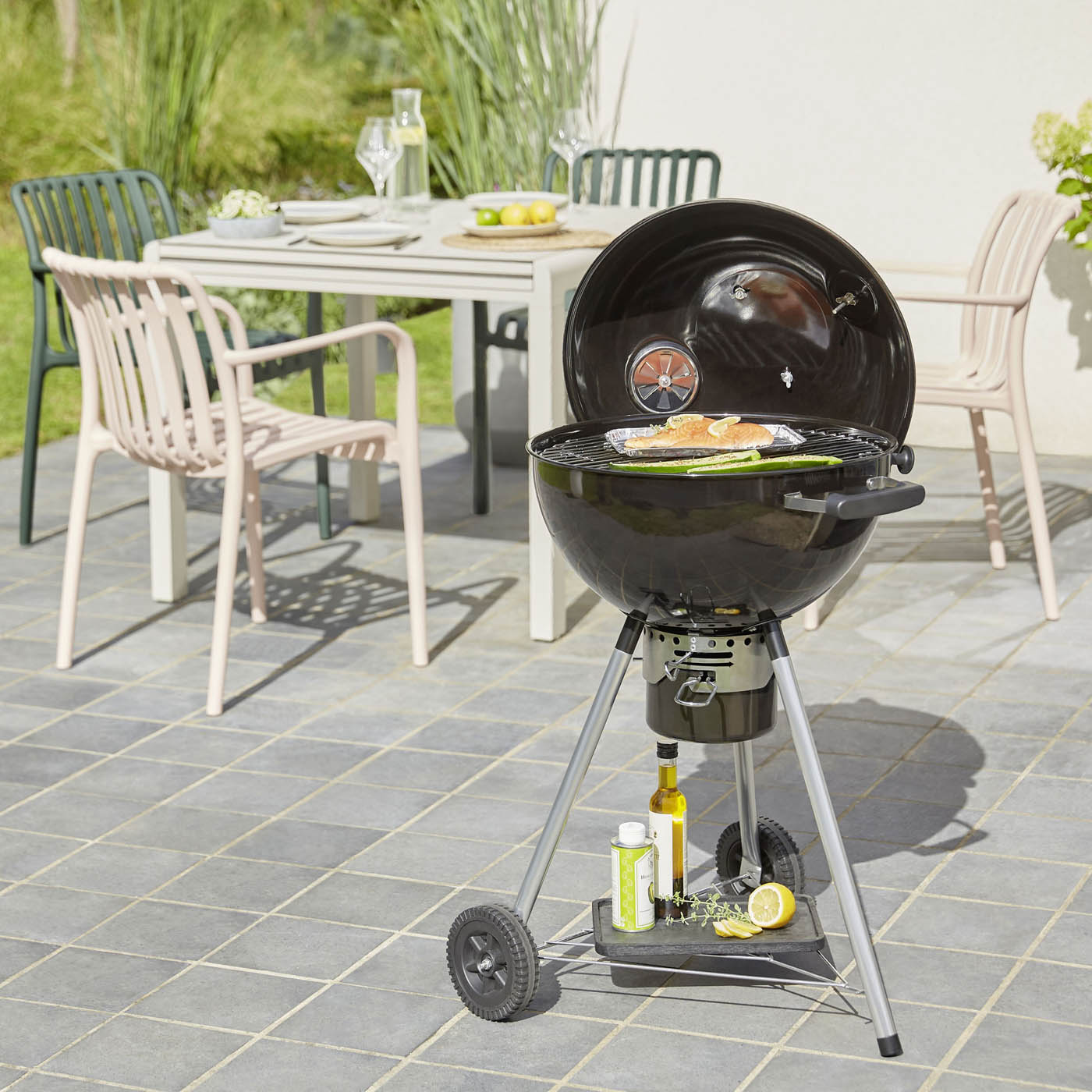 Charcoal BBQ Grill Round Black Steel Outdoor Portable Lightweight Garden Patio - Image 2