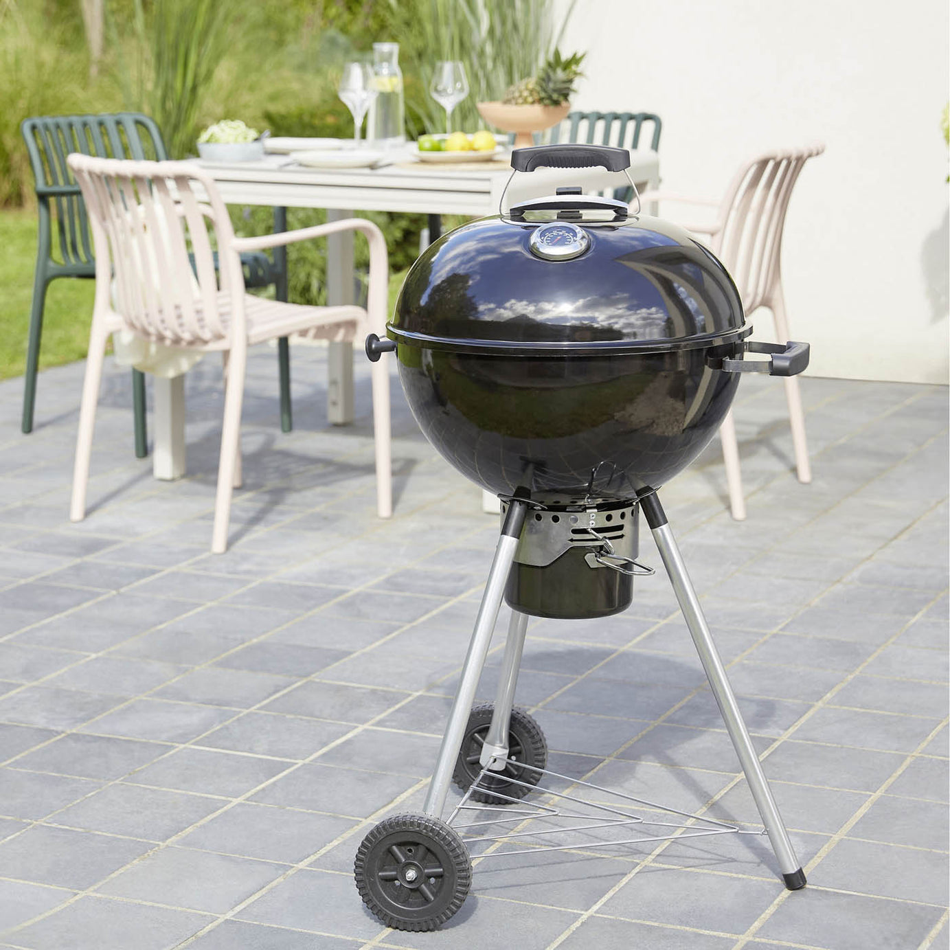 Charcoal BBQ Grill Round Black Steel Outdoor Portable Lightweight Garden Patio - Image 4