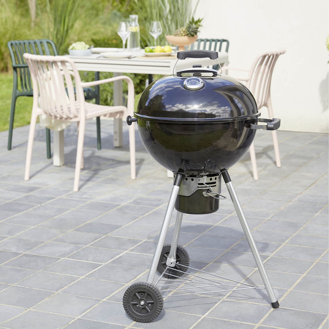 Charcoal BBQ Grill Round Black Steel Outdoor Portable Lightweight Garden Patio - Image 4