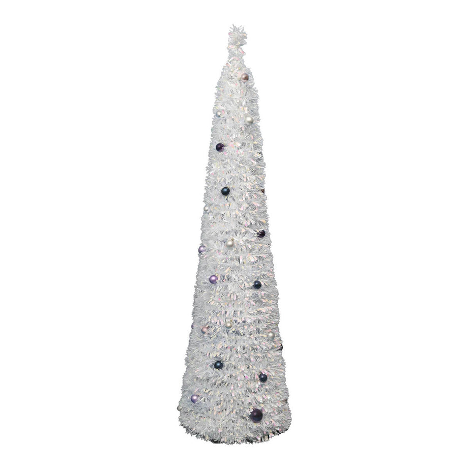 Christmas Tree 6ft White Slim Artificial LED Pre Lit 40 Warm White - Image 5