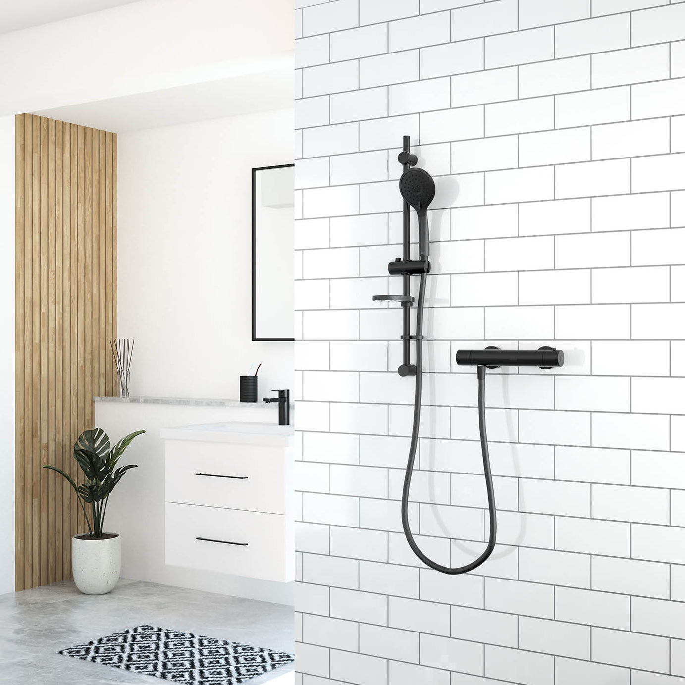 Aqualisa Mixer Shower Sierra Matt Black Round Head Rear fed Manual 1.5m Hose - Image 4