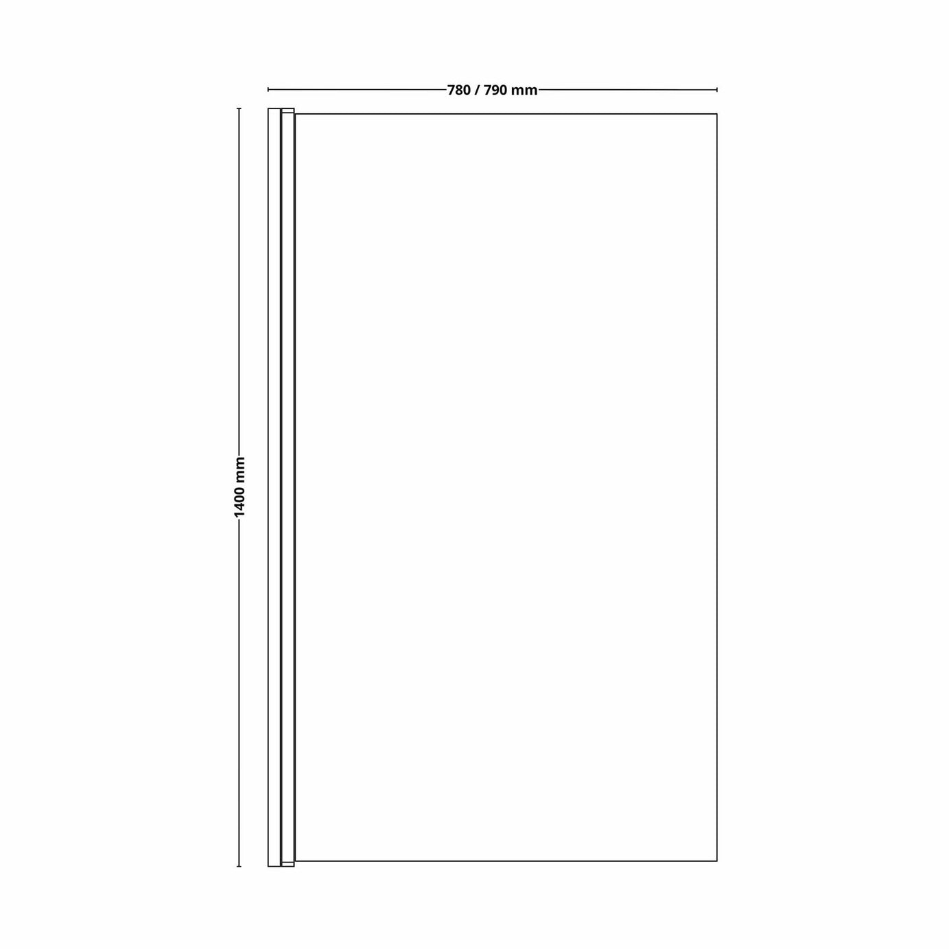 Bath Shower Screen Straight Chrome Tempered Glass Frameless Bathroom W78xH140cm - Image 2