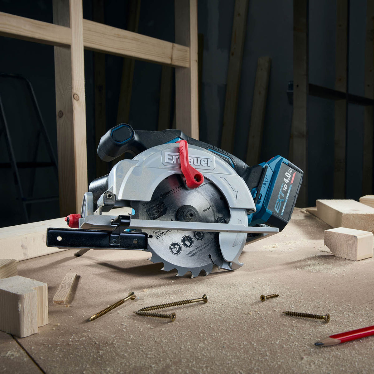 Erbauer Circular Saw ERI1085CSW Cordless LED 18V Li-Ion EXT 165mm 1 x 4Ah - Image 7