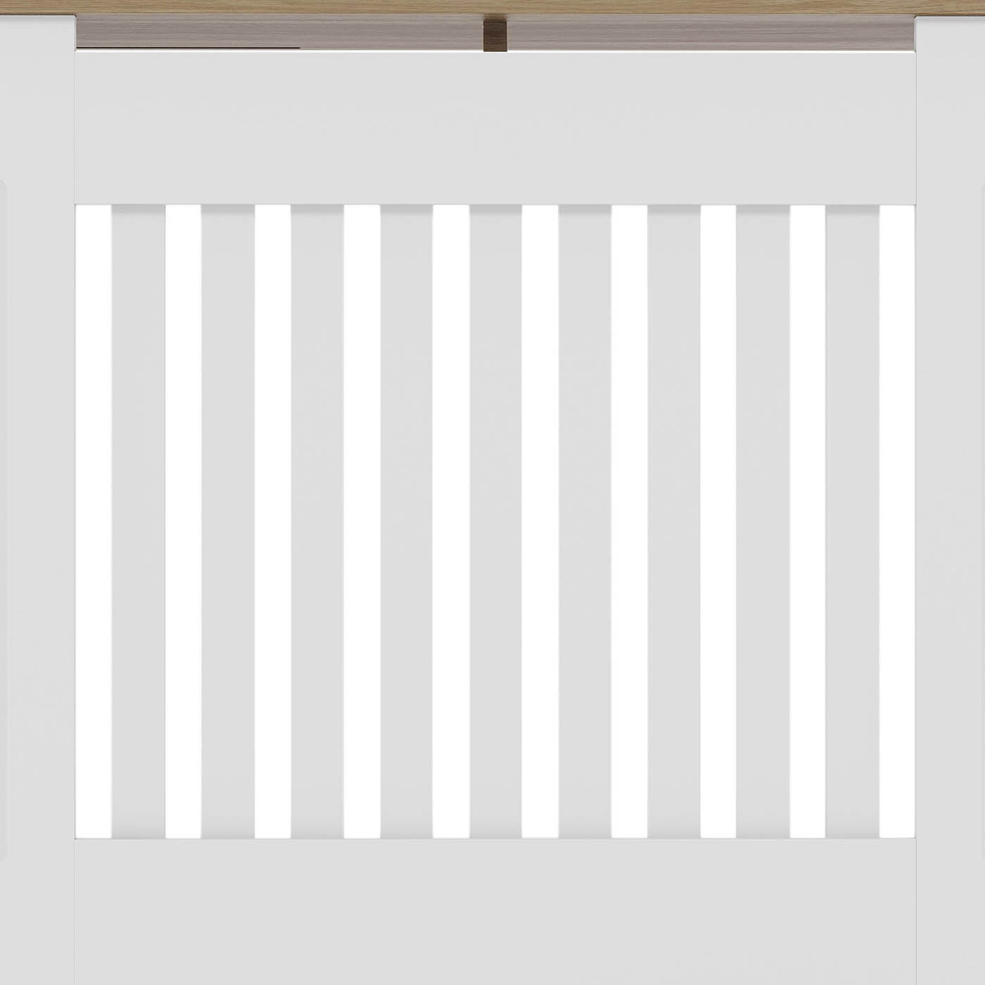 Benfield Medium White Oak veneer Vertical Slat Radiator cover 830mm(H) 1520mm(W) 190mm(D) - Image 6