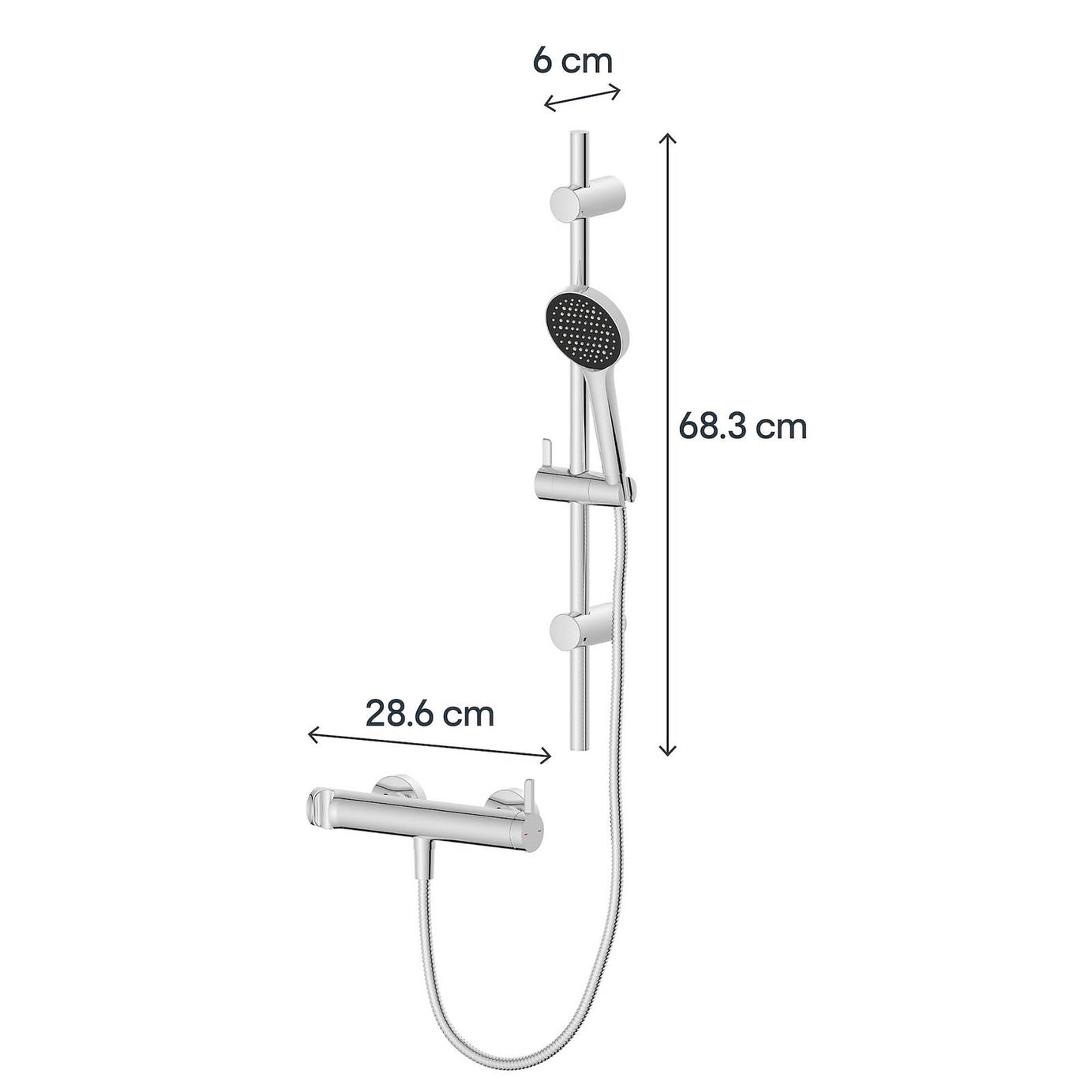 Mixer Shower Kit Chrome Lever Round Head Rainfall Wall Mounted Bathroom Modern - Image 6