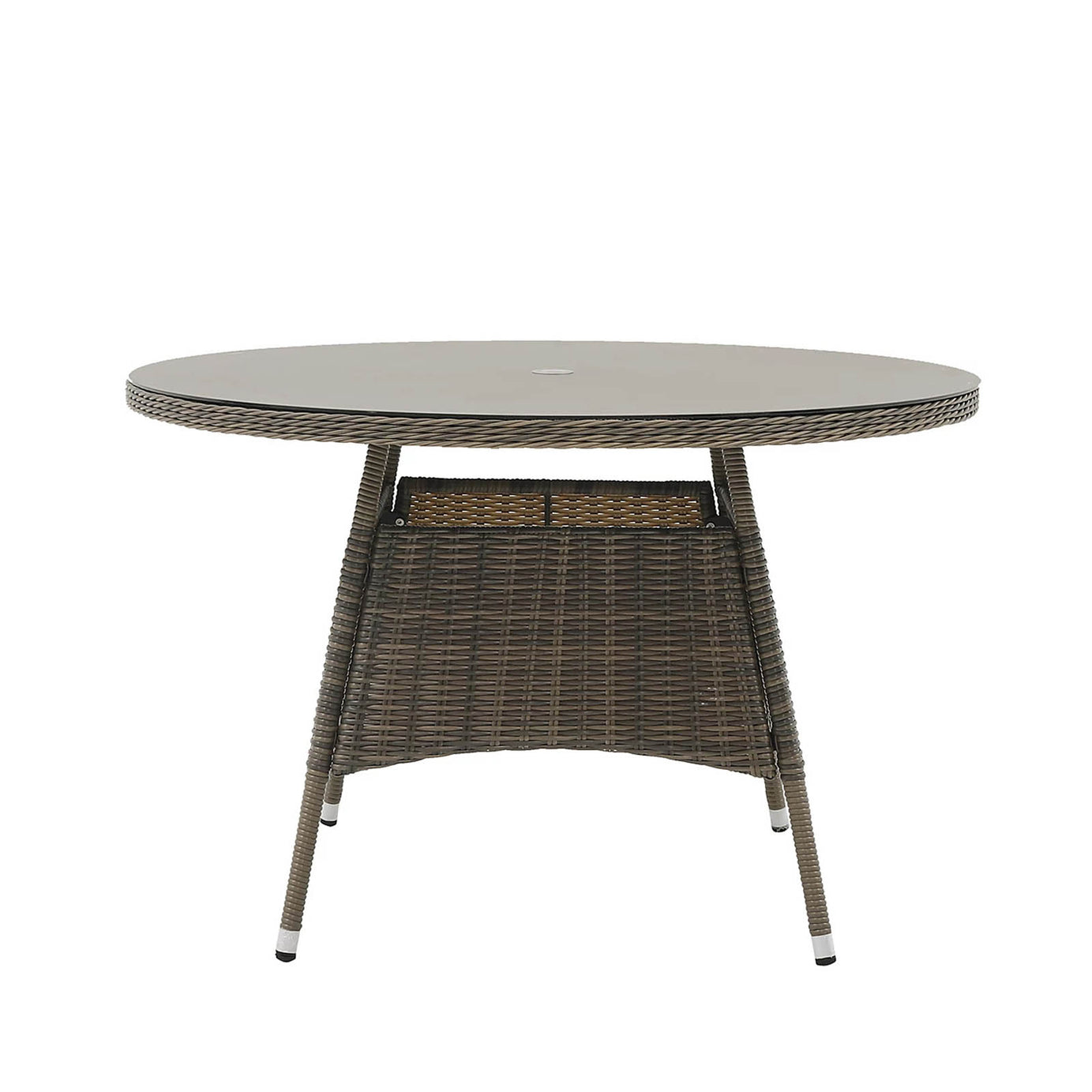 GoodHome Emali Round Dining Table 120cm Brown Rattan Effect Garden Patio - Image 1