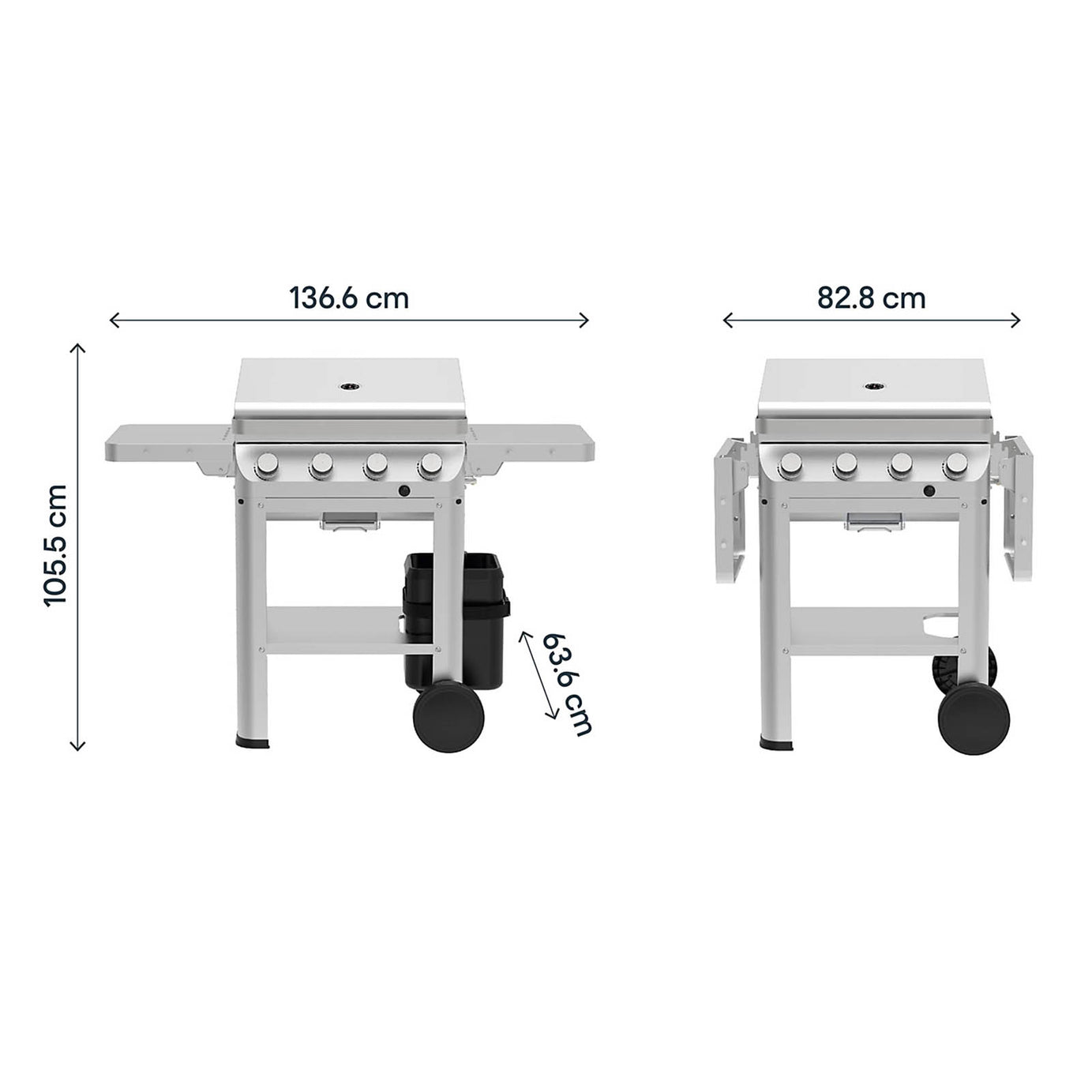 GoodHome Powell 4 Burner Gas BBQ Grill Stainless Steel Side Shelves - Image 2