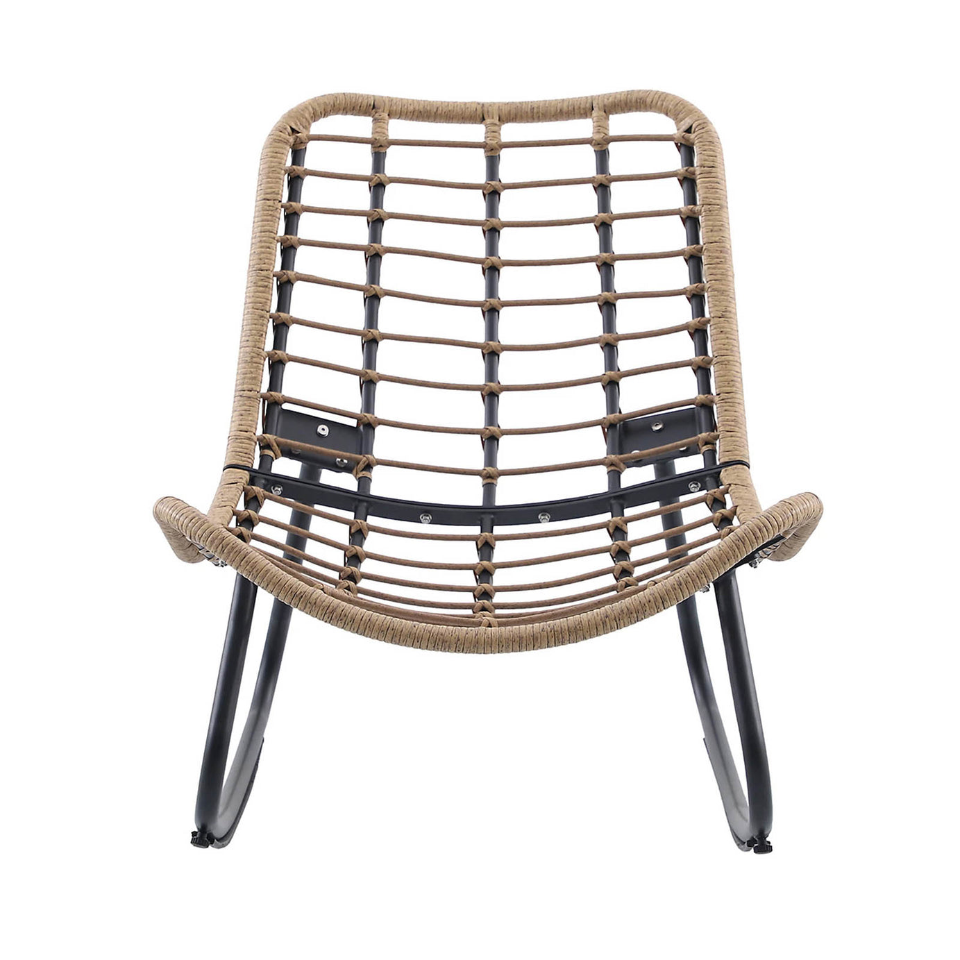 Rattan Effect Outdoor Rocking Chair Steel Frame Cushion Garden Patio - Image 4