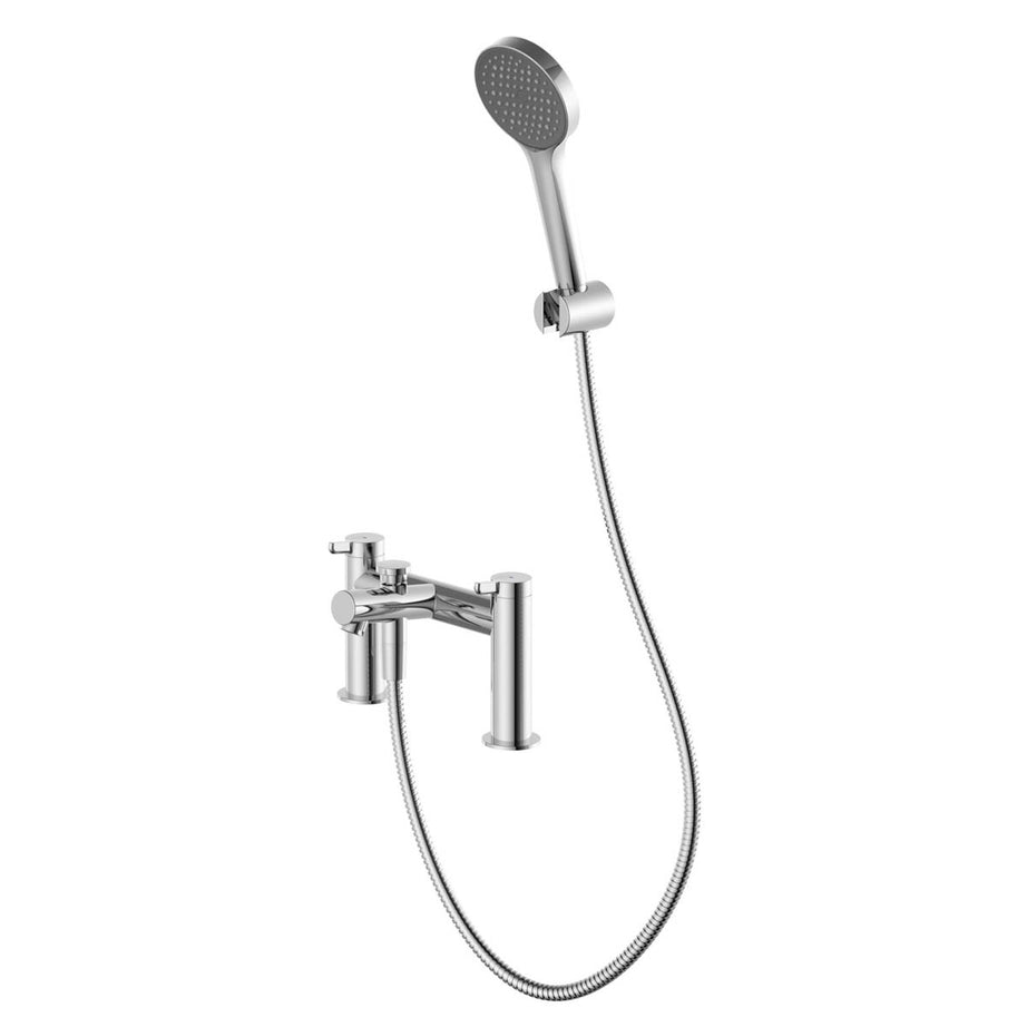 Bath Filler Tap Mixer Shower Handheld Chrome Double Lever Single Spray Pattern - Image 1