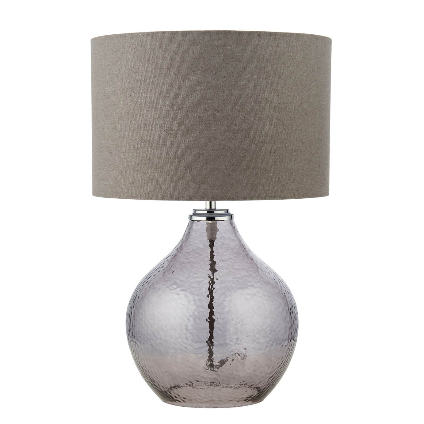 Table Lamp Smoke Grey Teardrop E14 Fabric Glass Bedroom Living Room Modern - Image 3