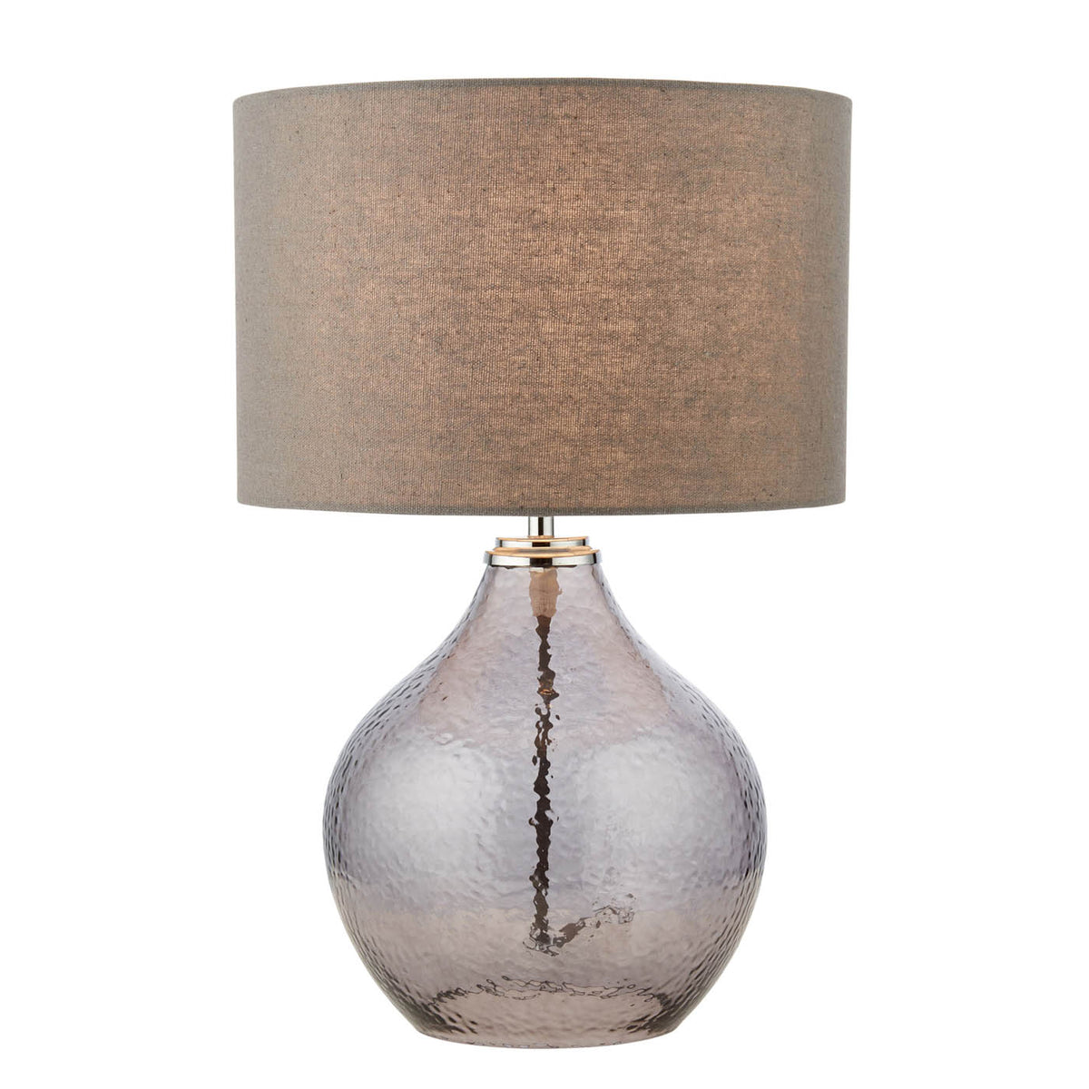 Table Lamp Smoke Grey Teardrop E14 Fabric Glass Bedroom Living Room Modern - Image 5
