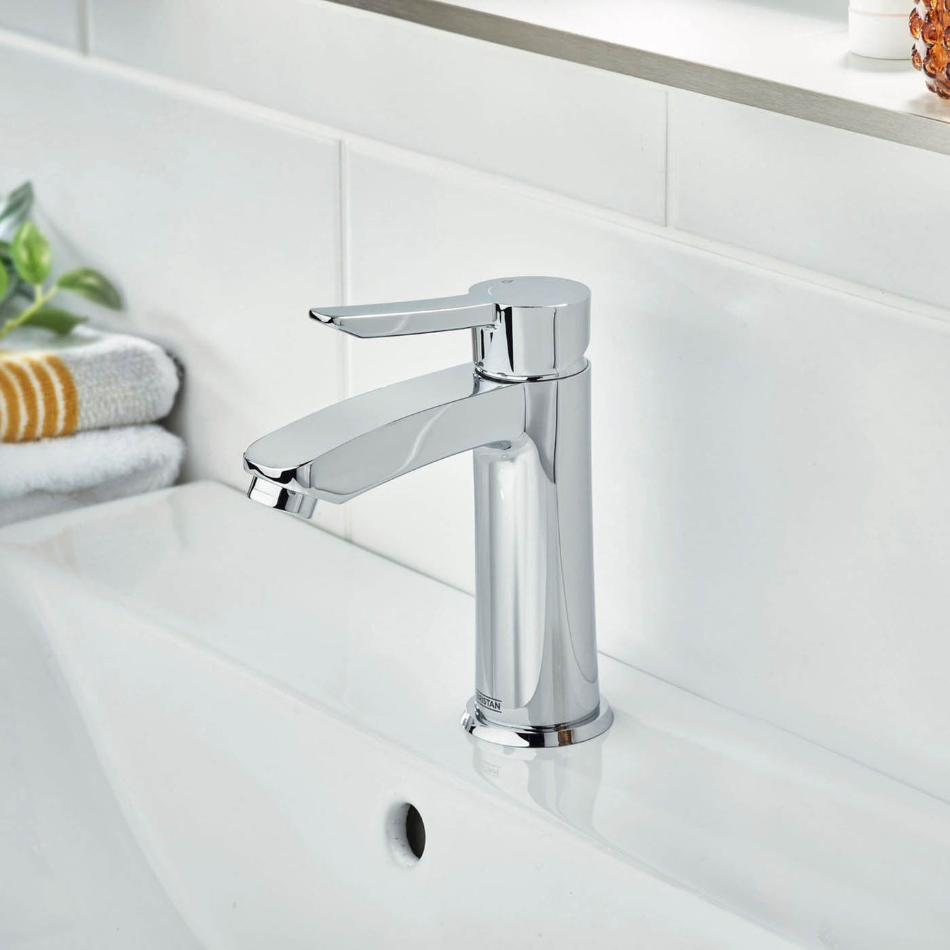 Bristan Basin Mixer Tap Apelo Polished Chrome Effect Round Single Lever Modern - Image 1