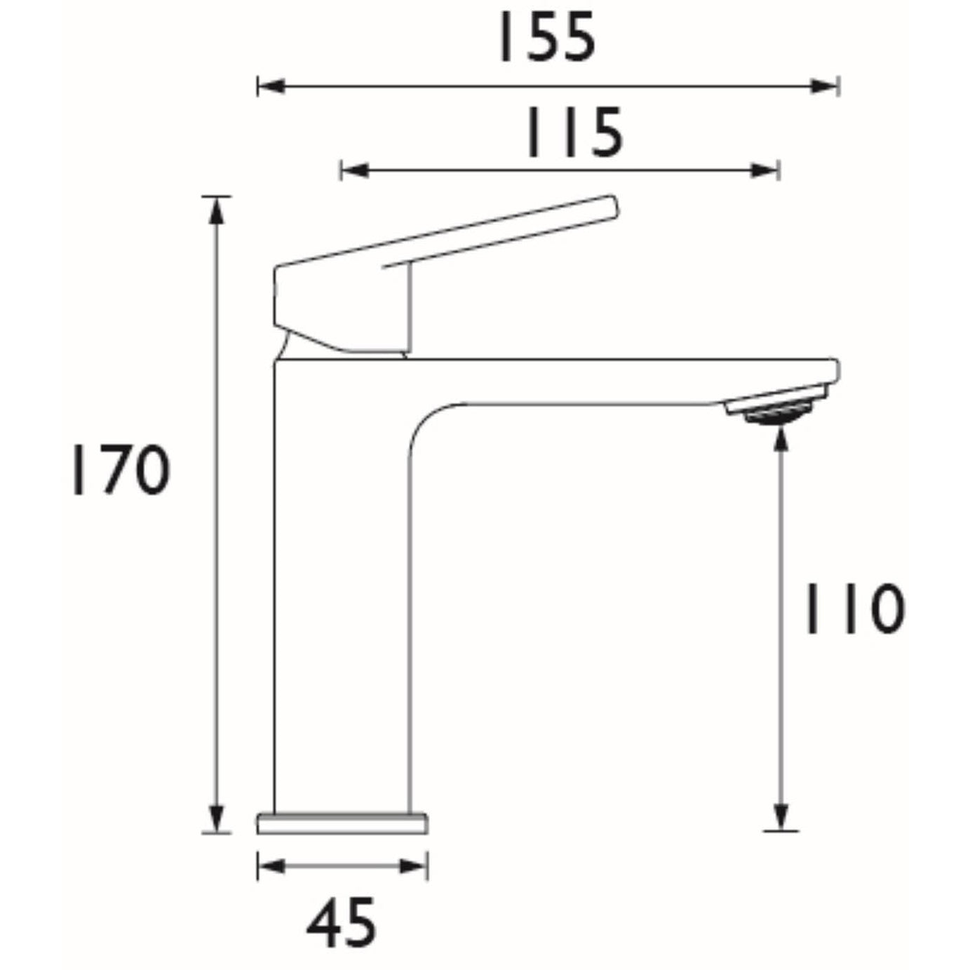 Bristan Bathroom Basin Tap Mono Mixer Chrome Single Lever Square Faucet - Image 3