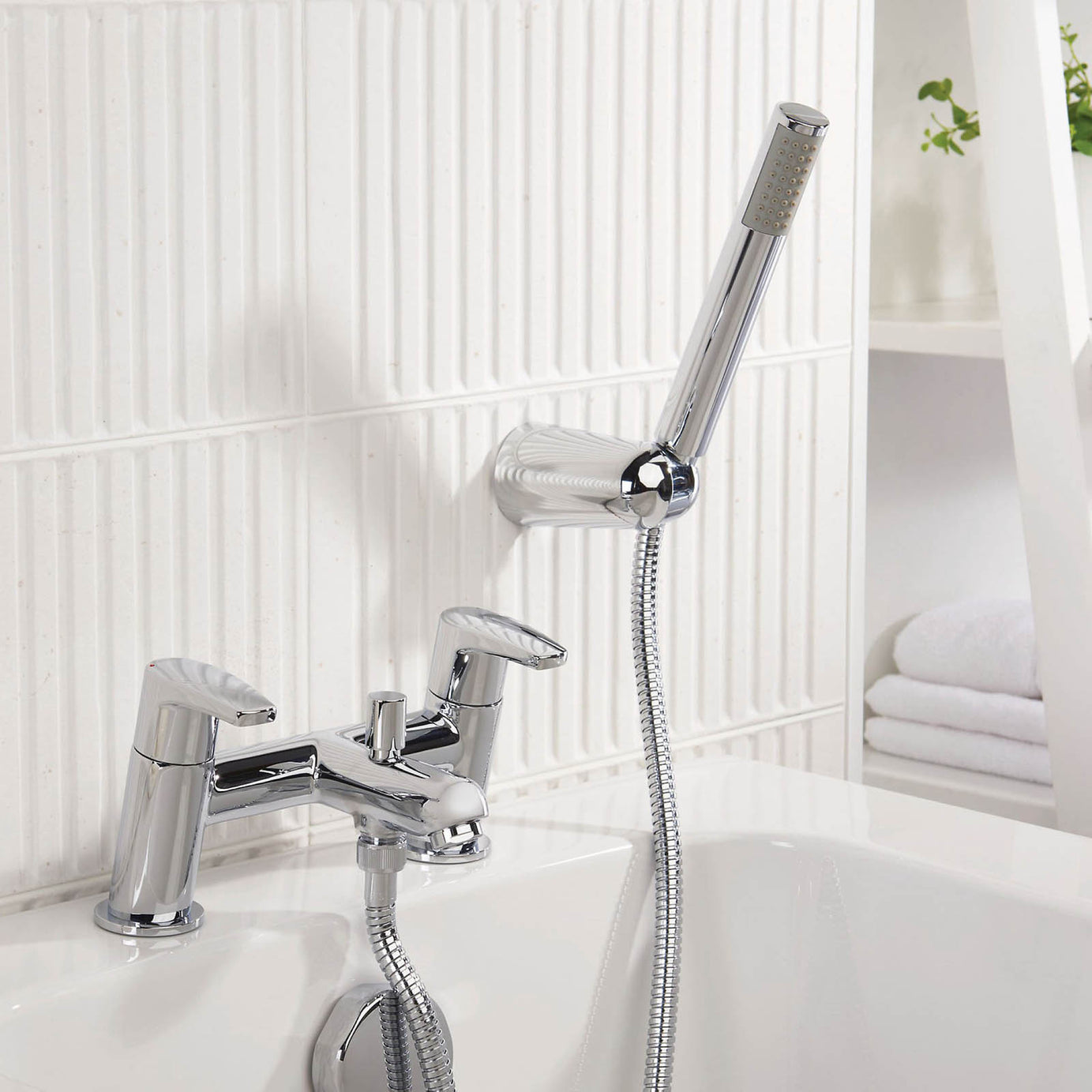 Bristan Bath Filler Tap Mixer Shower Chrome Dual Lever Single Spray Pattern - Image 1