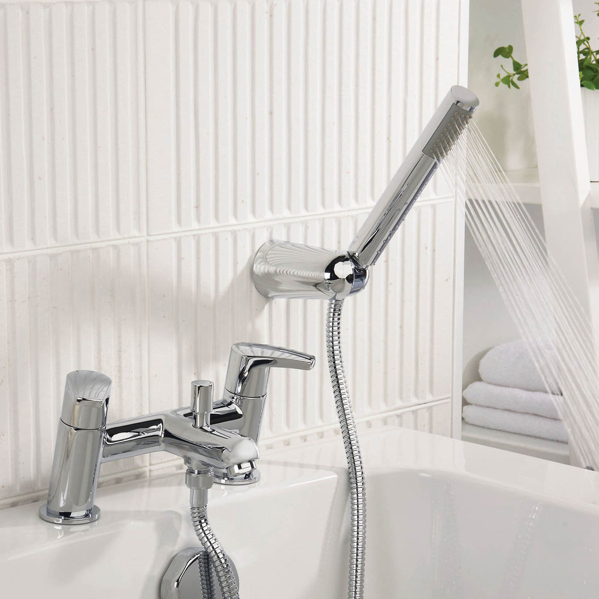 Bristan Bath Filler Tap Mixer Shower Chrome Dual Lever Single Spray Pattern - Image 5