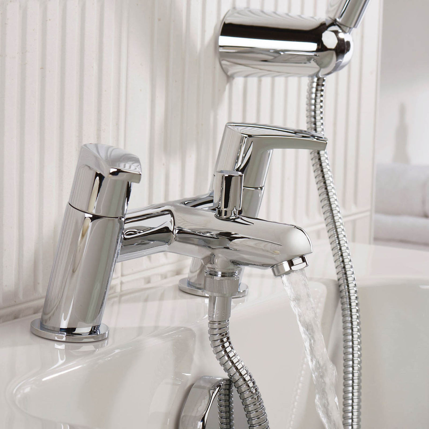 Bristan Bath Filler Tap Mixer Shower Chrome Dual Lever Single Spray Pattern - Image 6