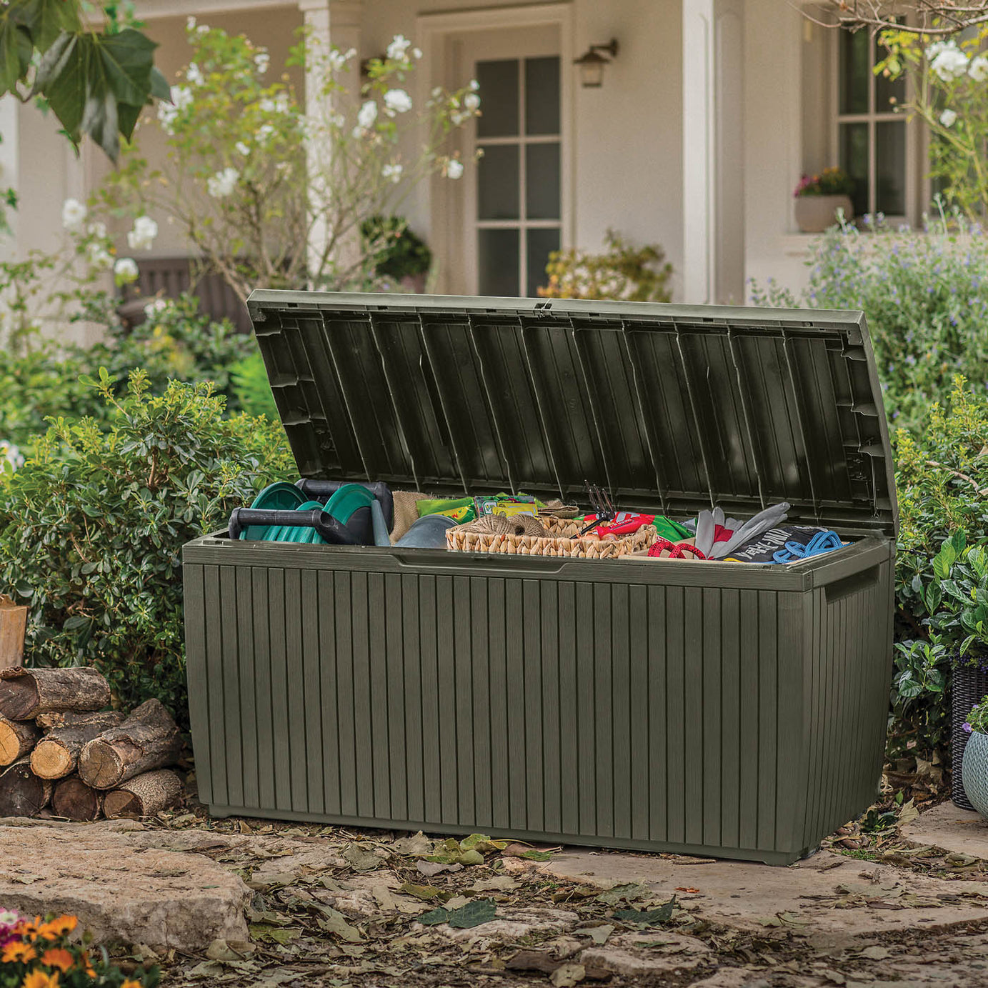 Keter Darwin 305L Resin Garden storage box - Green - Image 4