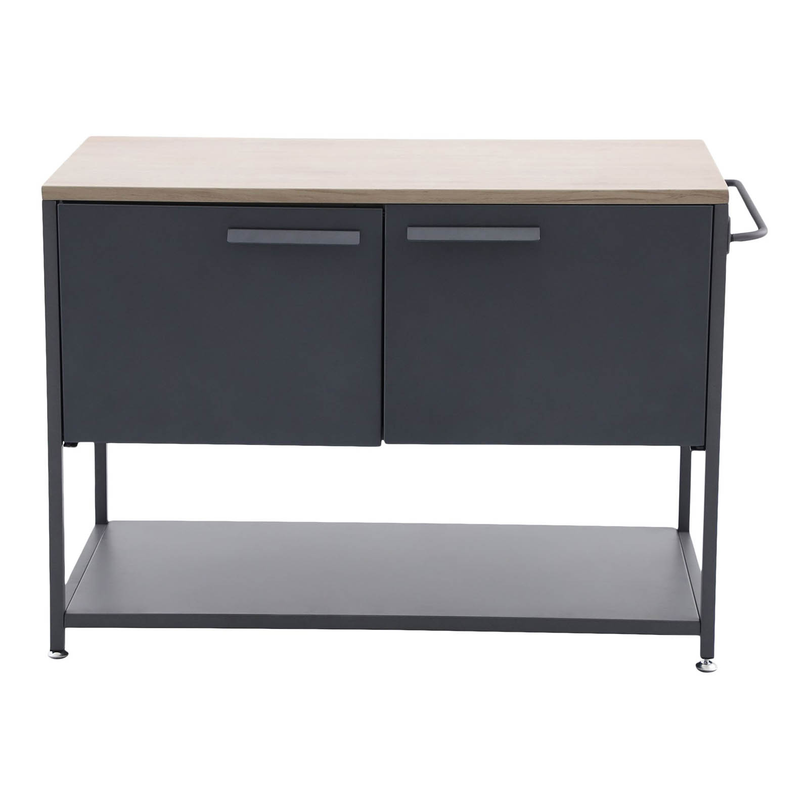GoodHome Cucino Powder-coated Grey Open Steel Wood effect Outdoor kitchen cabinet unit - Image 1