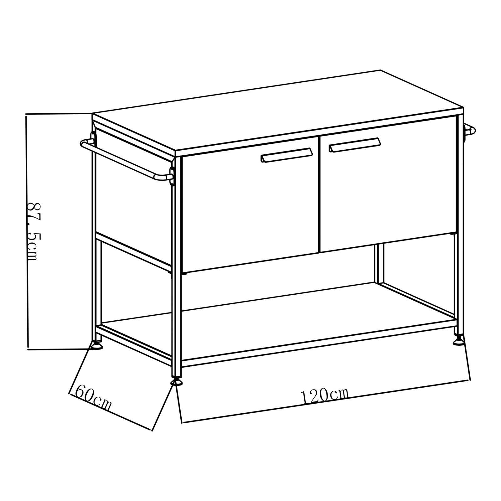 GoodHome Cucino Powder-coated Grey Open Steel Wood effect Outdoor kitchen cabinet unit - Image 2