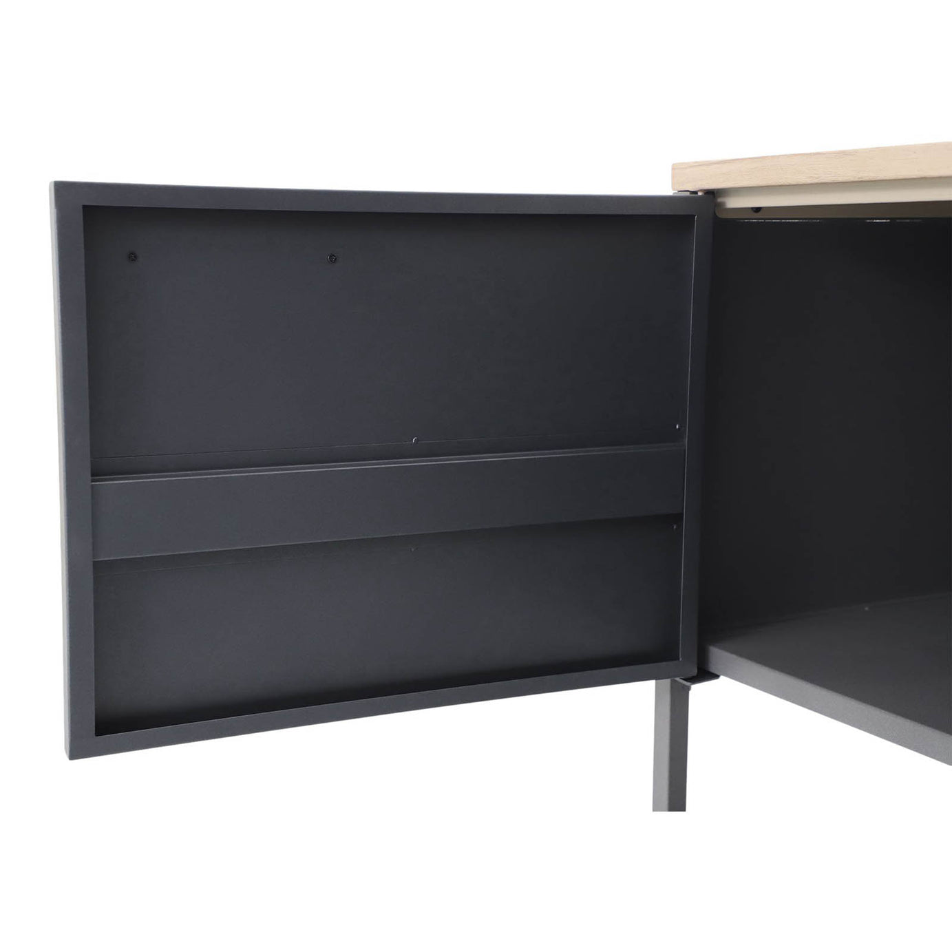 GoodHome Cucino Powder-coated Grey Open Steel Wood effect Outdoor kitchen cabinet unit - Image 4
