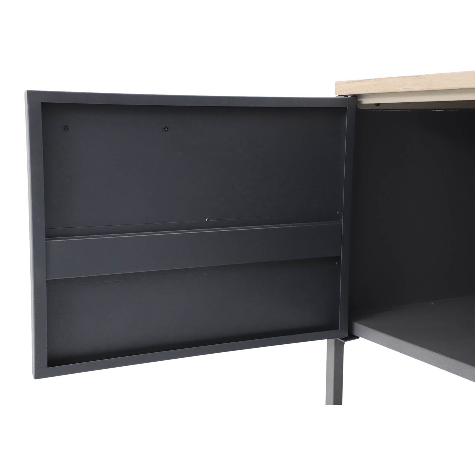 GoodHome Cucino Powder-coated Grey Open Steel Wood effect Outdoor kitchen cabinet unit - Image 4