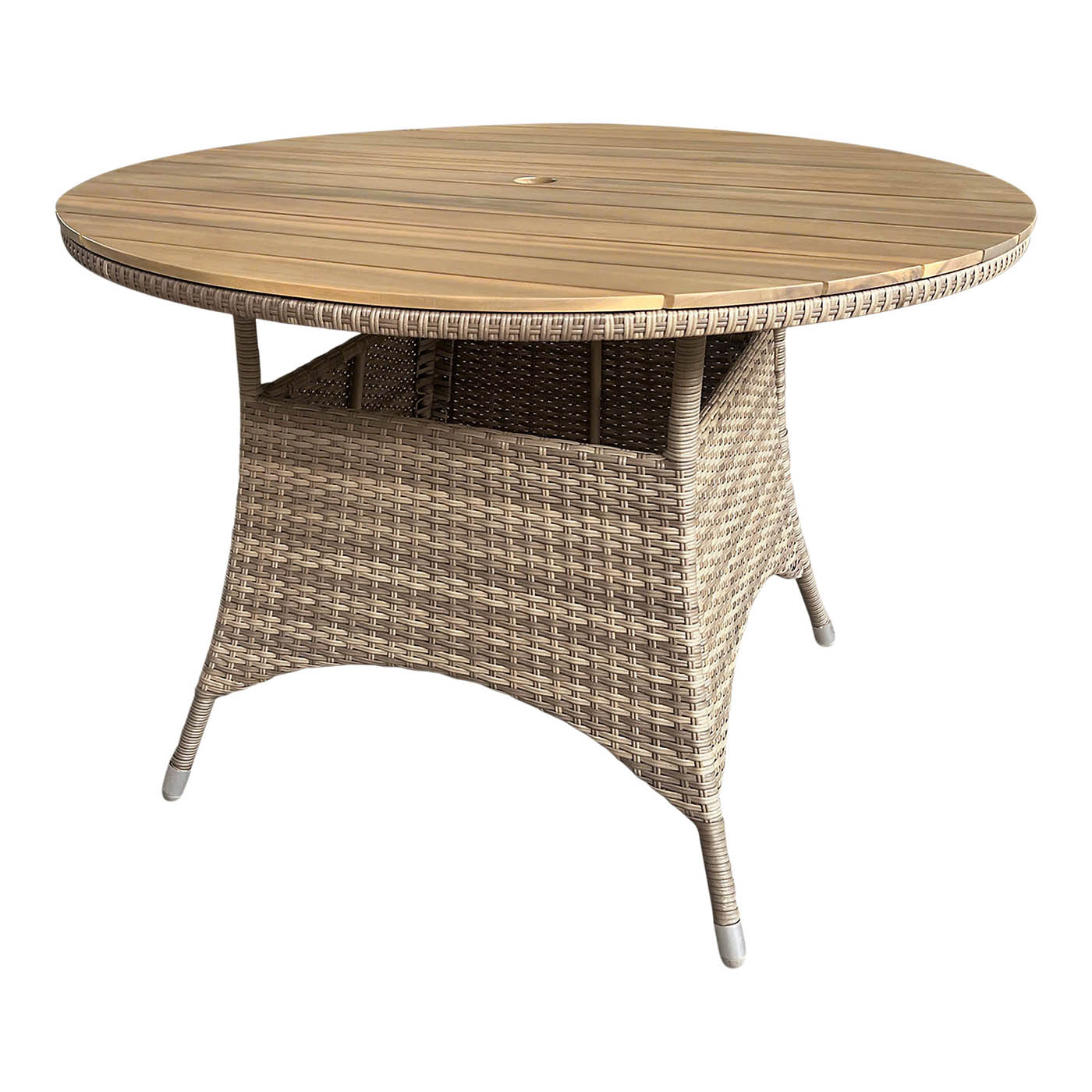 Garden Dining Table Rattan Effect Round 4 Person Outdoor Patio Furniture - Image 1