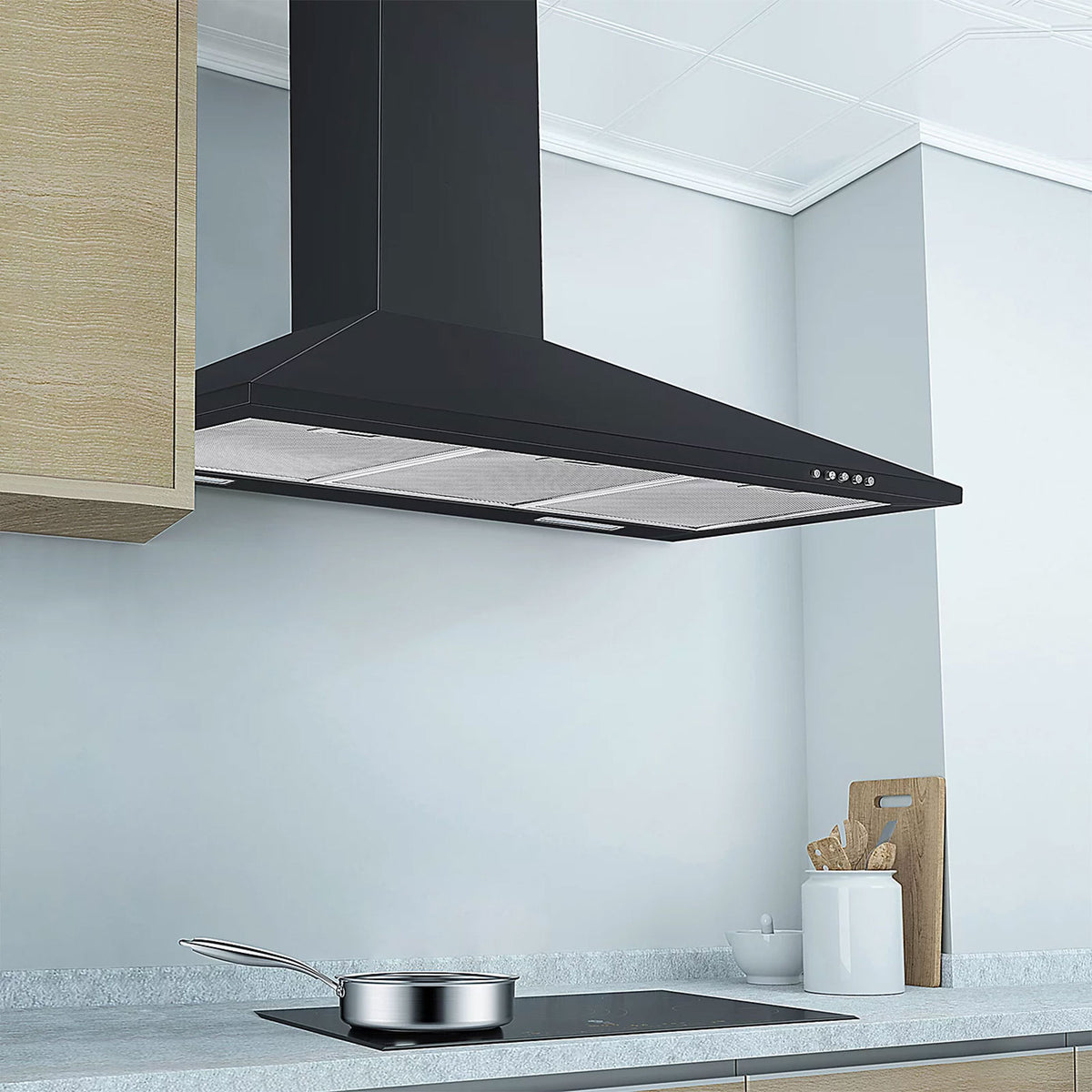 NNCHHB90EU Chimney Cooker Hood 90cm Black LED A Rated Extraction - Image 5