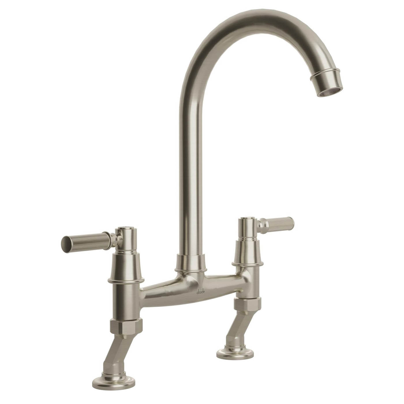 Abode Kitchen Sink Mixer Tap Dual Lever Nickel Effect Swivel Traditional - Image 4
