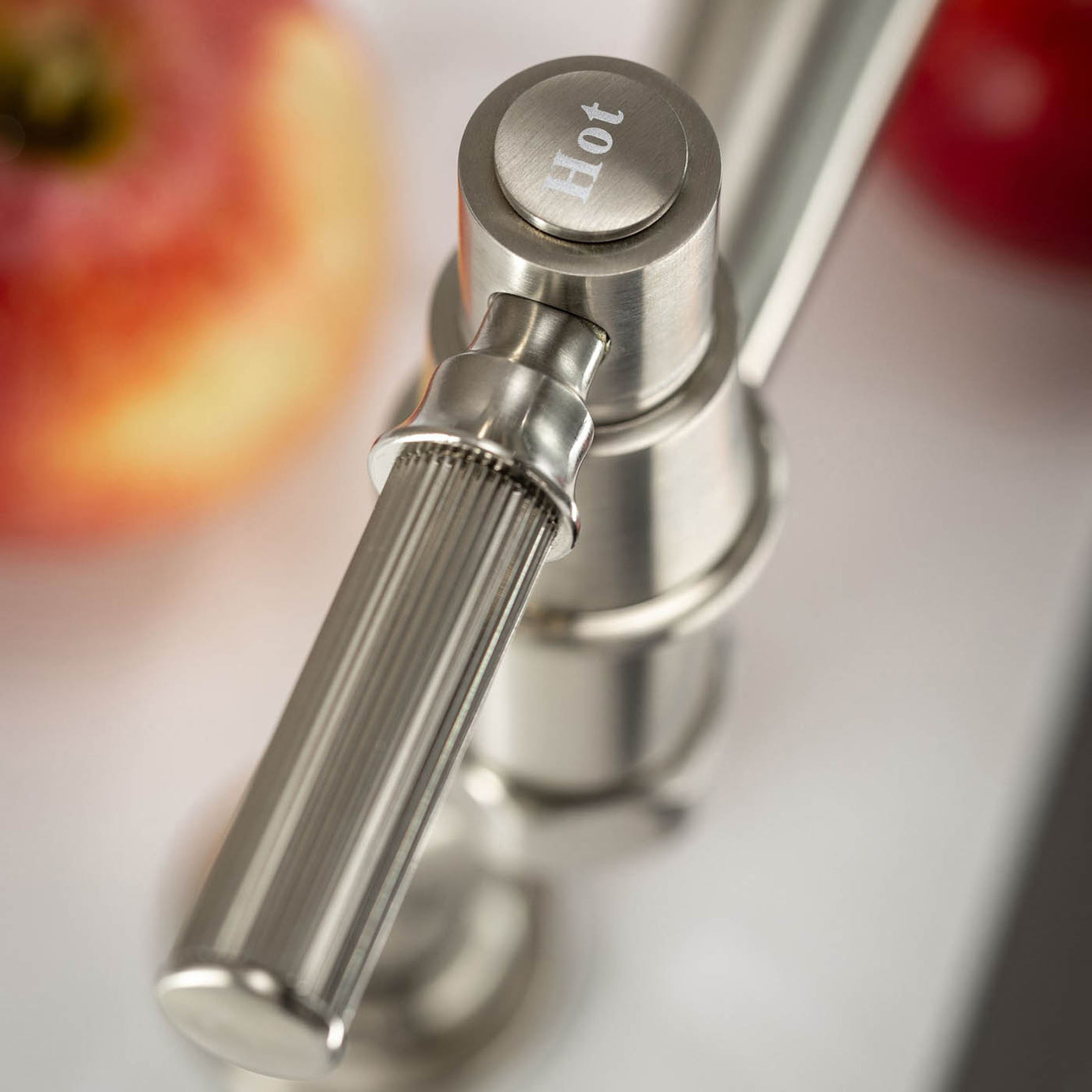 Abode Kitchen Sink Mixer Tap Dual Lever Nickel Effect Swivel Traditional - Image 7