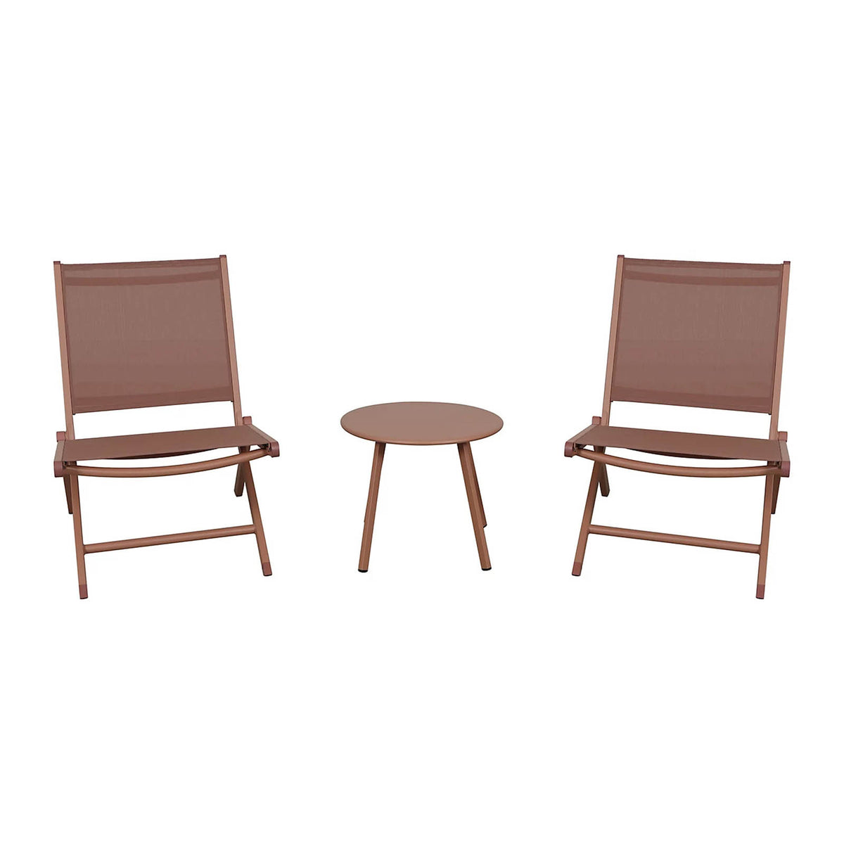 Metal Bistro Set Pink 2 Seater Foldable Garden Table & Chairs - Image 2