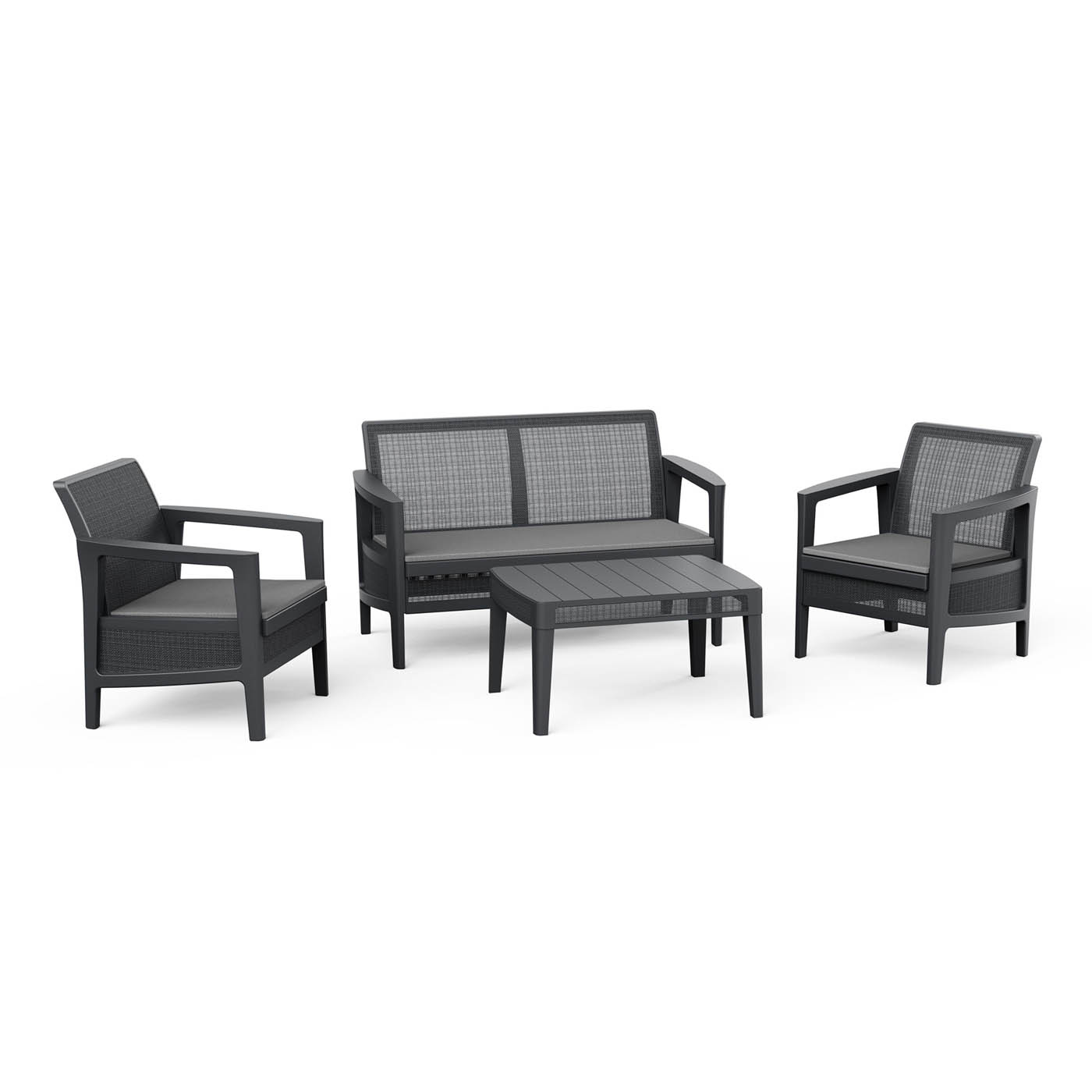 Garden Furniture Coffee Set 4 Seater Graphite Grey Armchairs Sofa Table Outdoor - Image 1