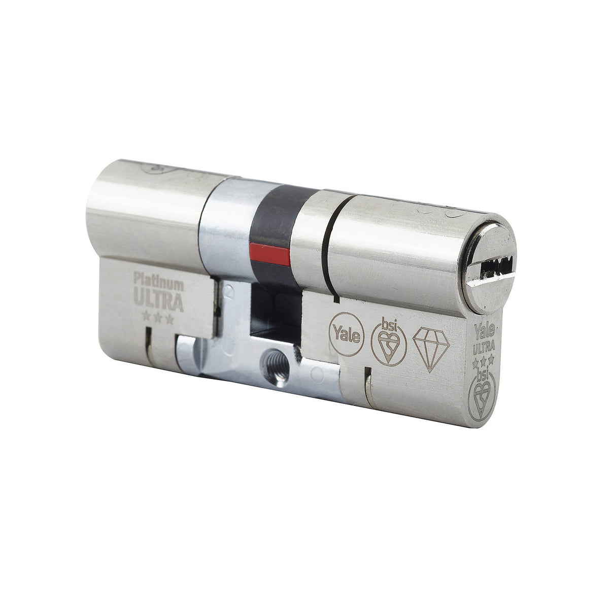 Yale Platinum ultra 3 star Nickel effect 40/50 Double Euro Cylinder lock - Image 5