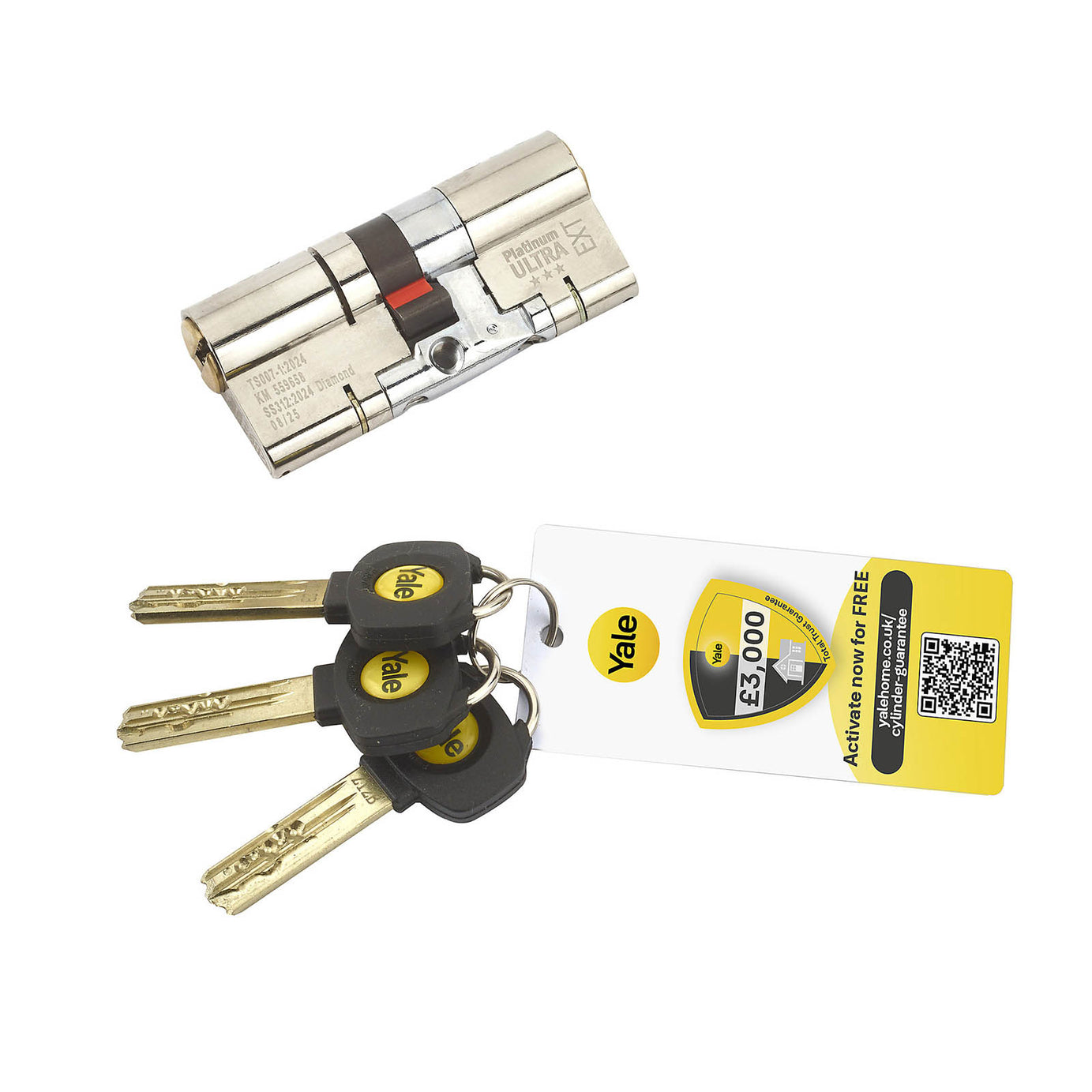 Yale Platinum ultra 3 star Nickel effect 45/50 Double Euro Cylinder lock - Image 7