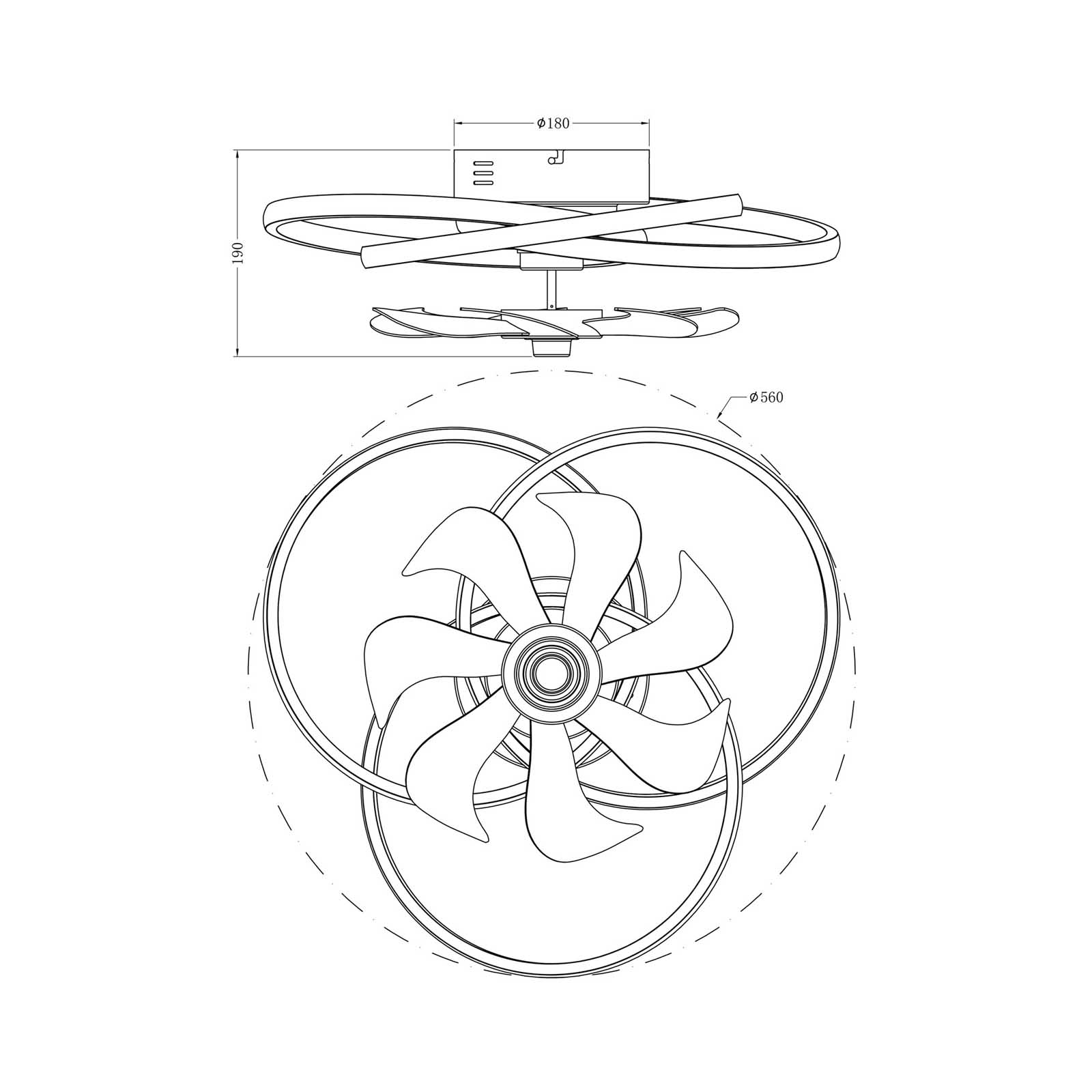 Inlight Modern Chrome effect LED Ceiling fan light - Image 2
