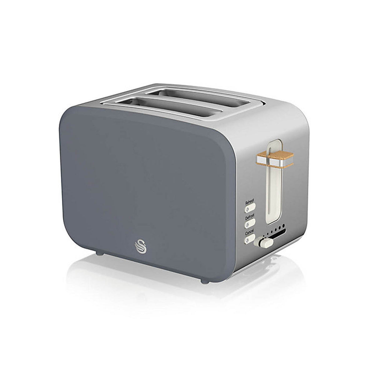 Swan 2 Slice Toaster Slate Grey 6 Shade Settings Removable Crumb Tray 900W - Image 1