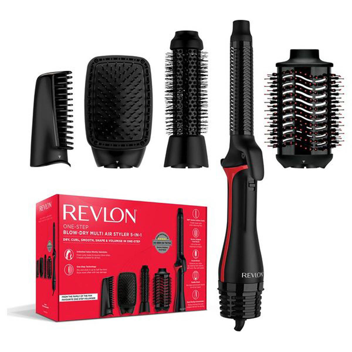 Revlon Hair Styler One Step 5 In 1 Blow Dry Curler Volumiser Hot Air Brush - Image 1