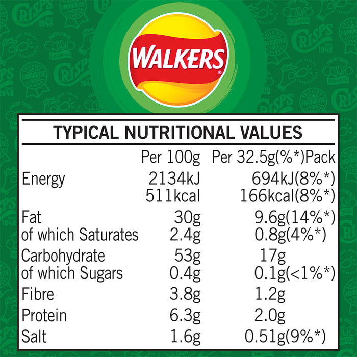 Walkers Crisps Salt & Vinegar Lunch Sharing Snack Pack of 32 x 32.5g - Image 3