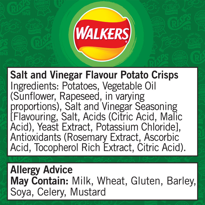 Walkers Crisps Salt & Vinegar Lunch Sharing Snack Pack of 32 x 32.5g - Image 4