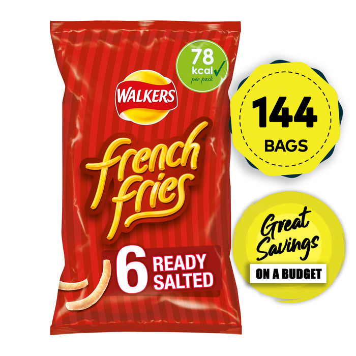 Walkers Crisps French Fries Ready Salted Snacks 144 Bags x 28g - Image 1