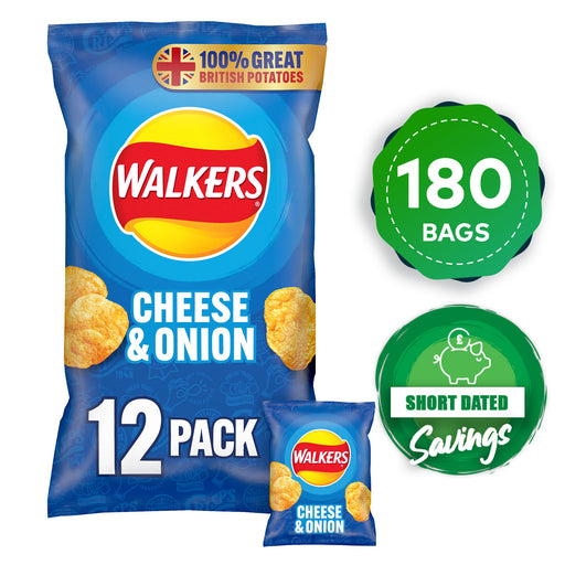 Walkers Crisps Cheese Onion Multipack Sharing Snacks 180 Bags x 25g - Image 1