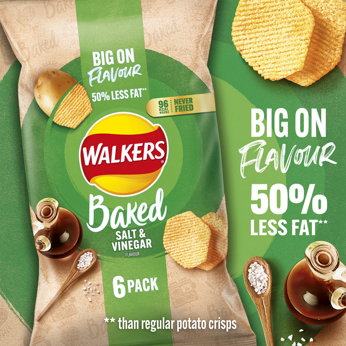 Walkers Baked Crisps Salt & Vinegar Multipack Snacks 18 x 6 Bags - Image 8