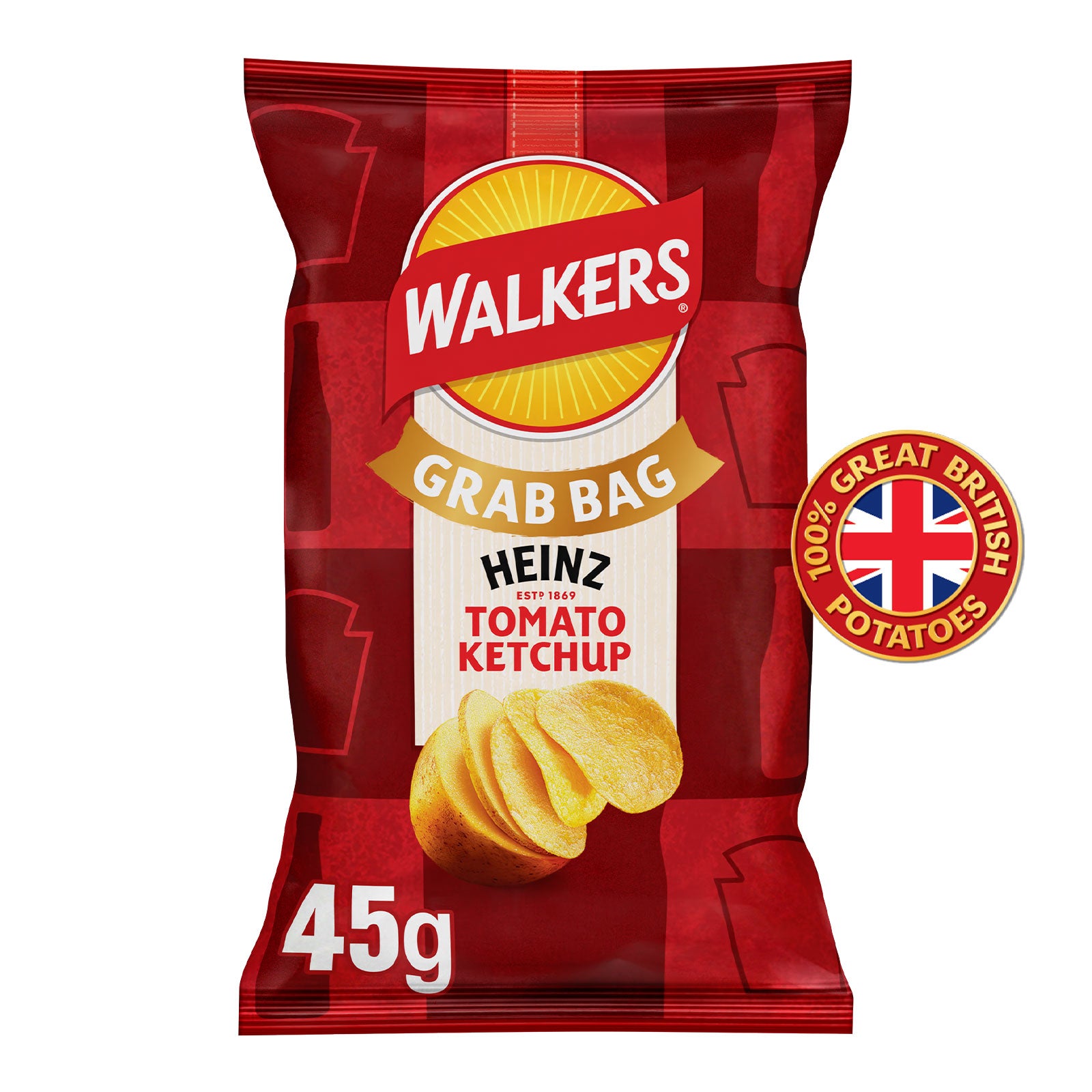 Walkers Heinz Tomato Ketchup Grab Bag Crisps 32 x 45g - Image 2