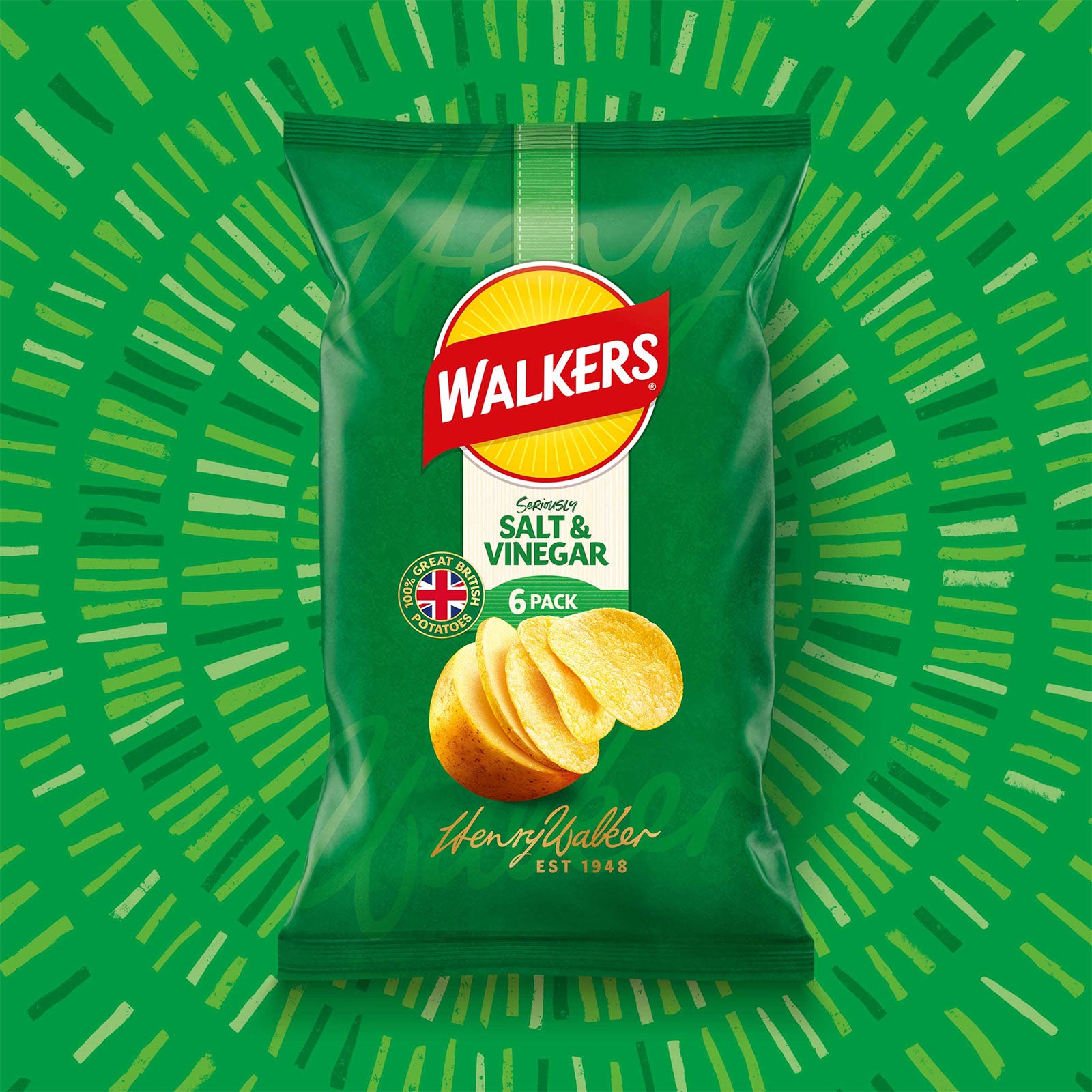 Walkers Crisps Salt & Vinegar Sharing Multipack Snacks 108x25g - Image 3