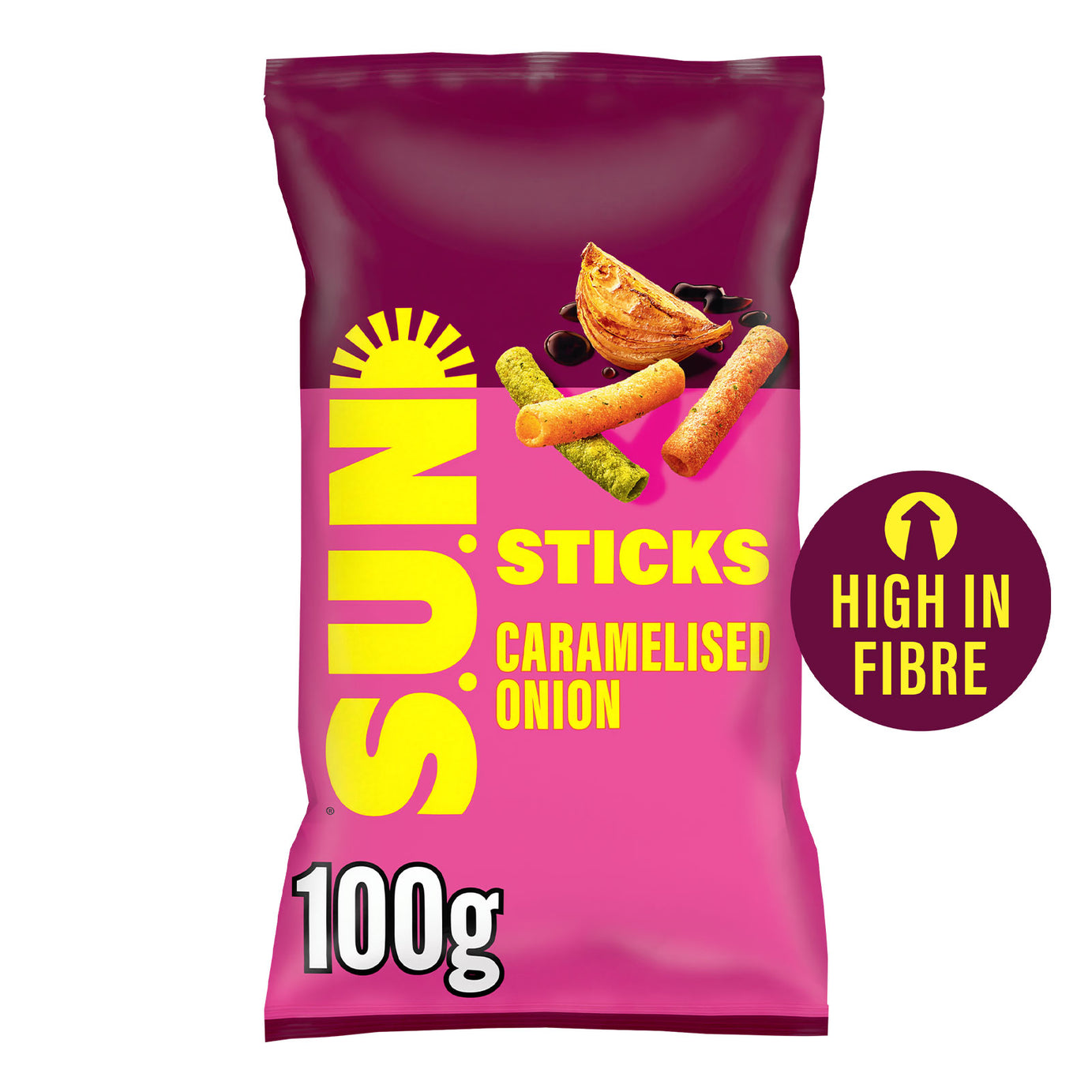 SUN Sticks Snacks Caramelised Onion & Balsamic Vinegar Sharing Bag Crisps 8x100g - Image 2
