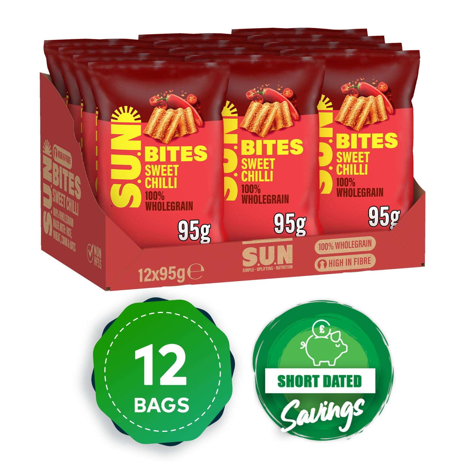 Sunbites Snacks Sweet Chilli Wholegrain Sharing Bag Crisps 12 x 95g - Image 10