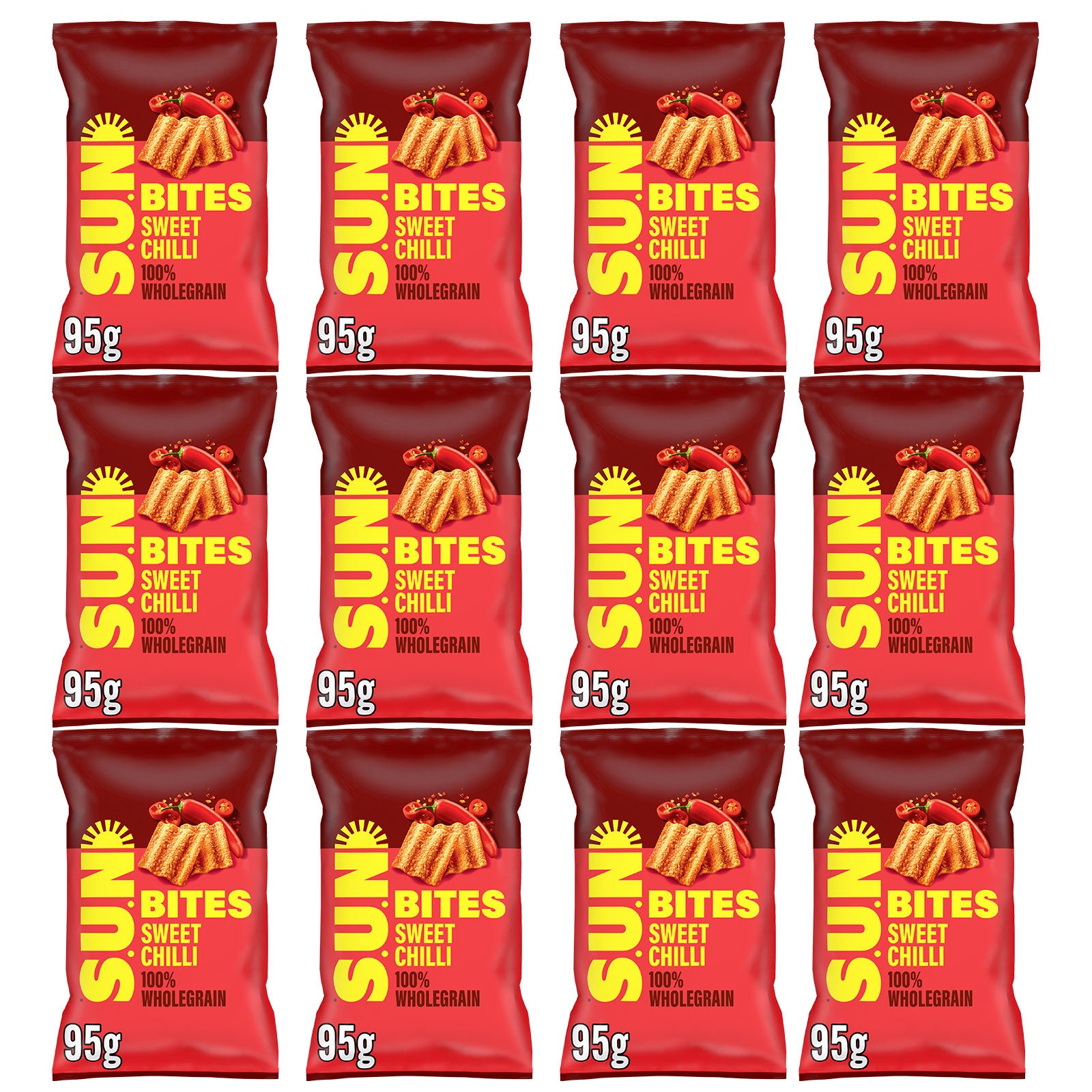 Sunbites Snacks Sweet Chilli Wholegrain Sharing Bag Crisps 12 x 95g - Image 3