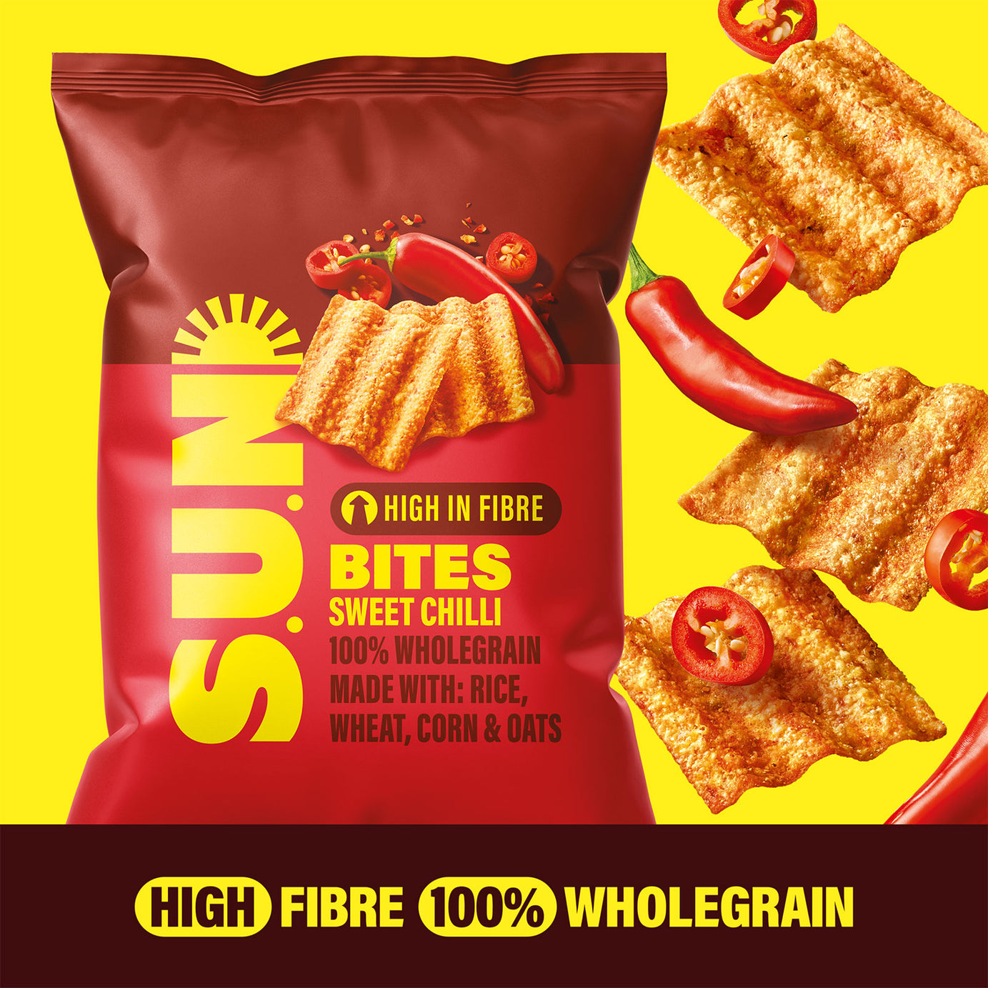 Sunbites Snacks Sweet Chilli Wholegrain Sharing Bag Crisps 12 x 95g - Image 4